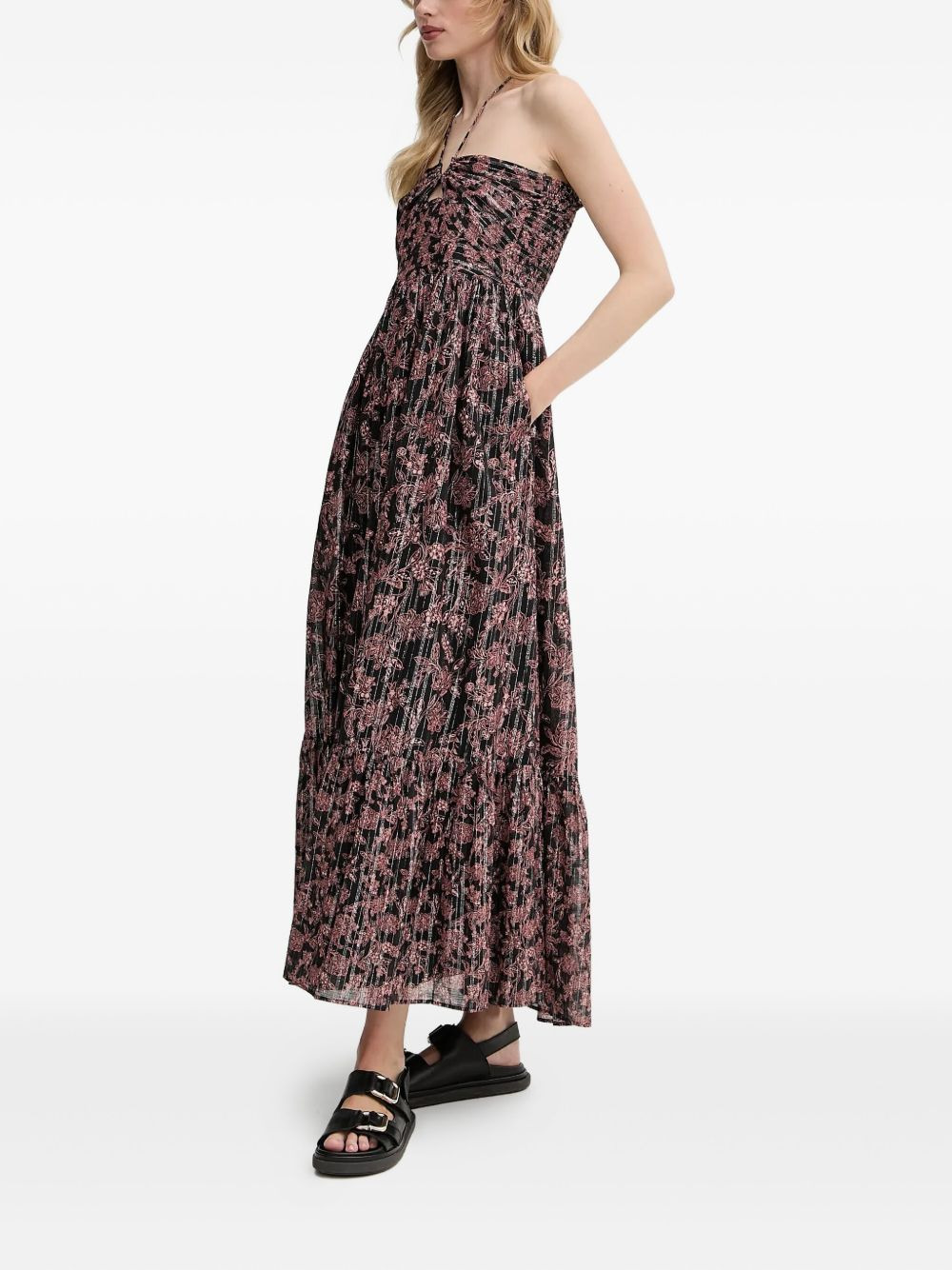 halterneck floral-print maxi dress - 2