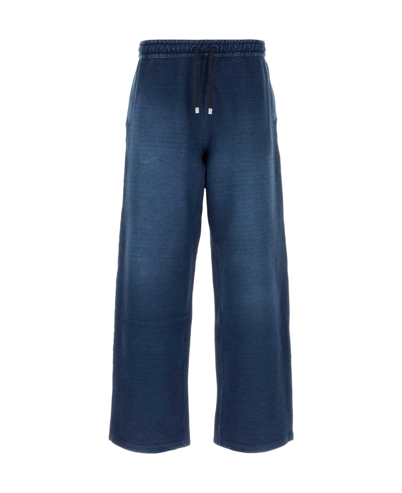 Denim Blue Stretch Cotton Joggers - 1