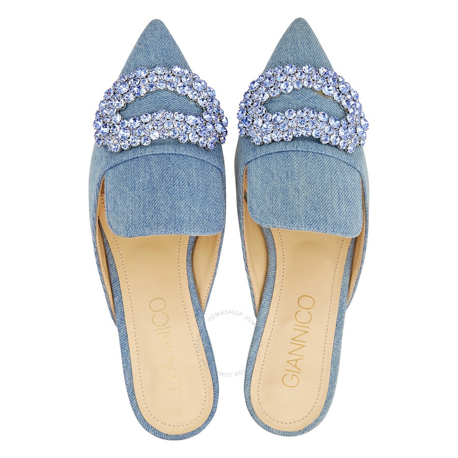 Giannico - Giannico Daphne Crystal-embellished Woven Flat Sandals - 3