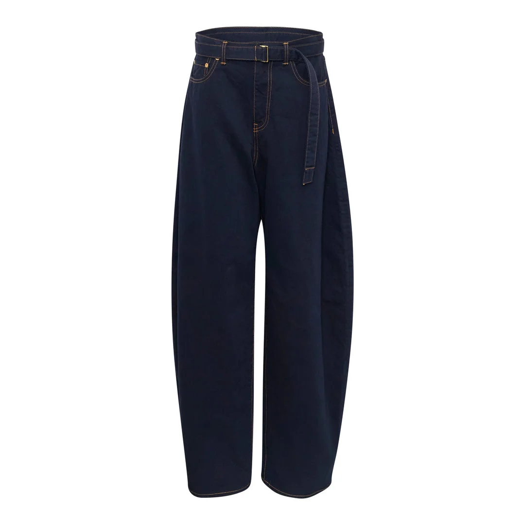 Belted Barrel Leg Jeans - 1