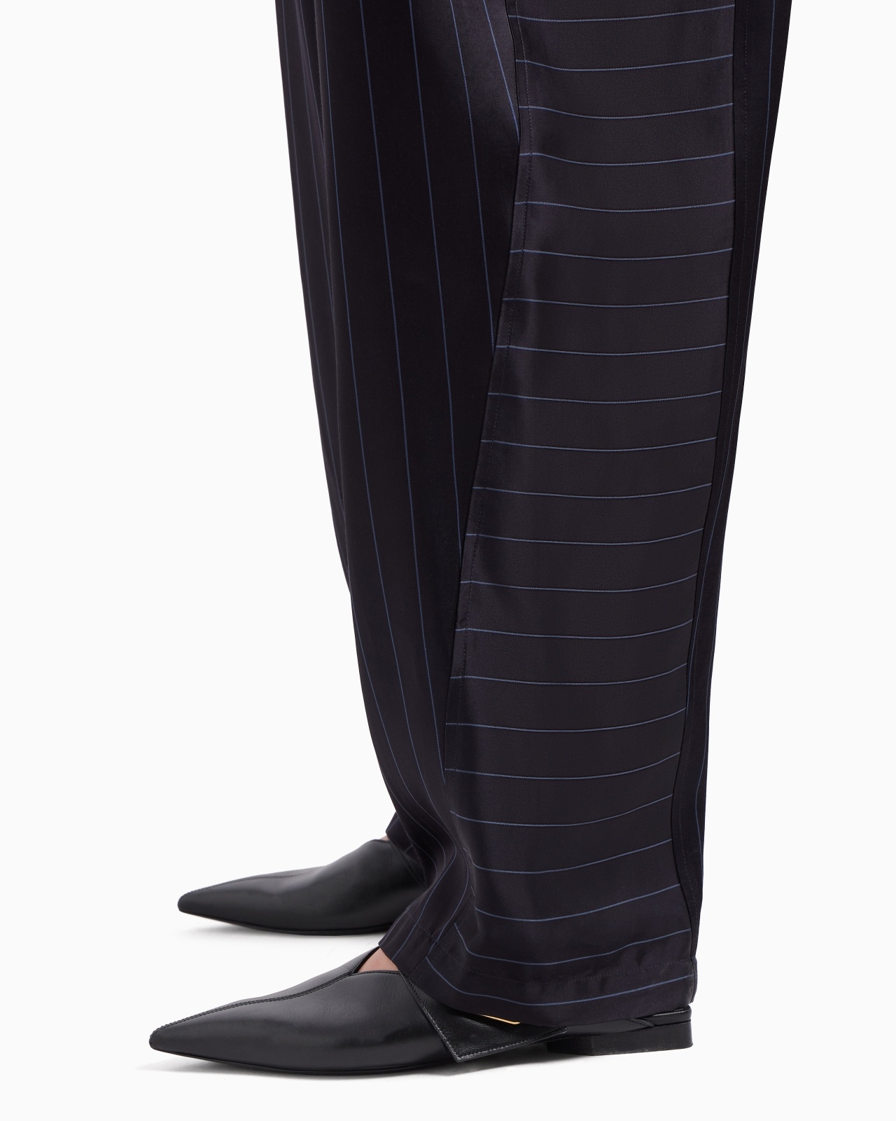 DAWN TO DUSK PINSTRIPED ACETATE-BLEND TROUSERS - 5