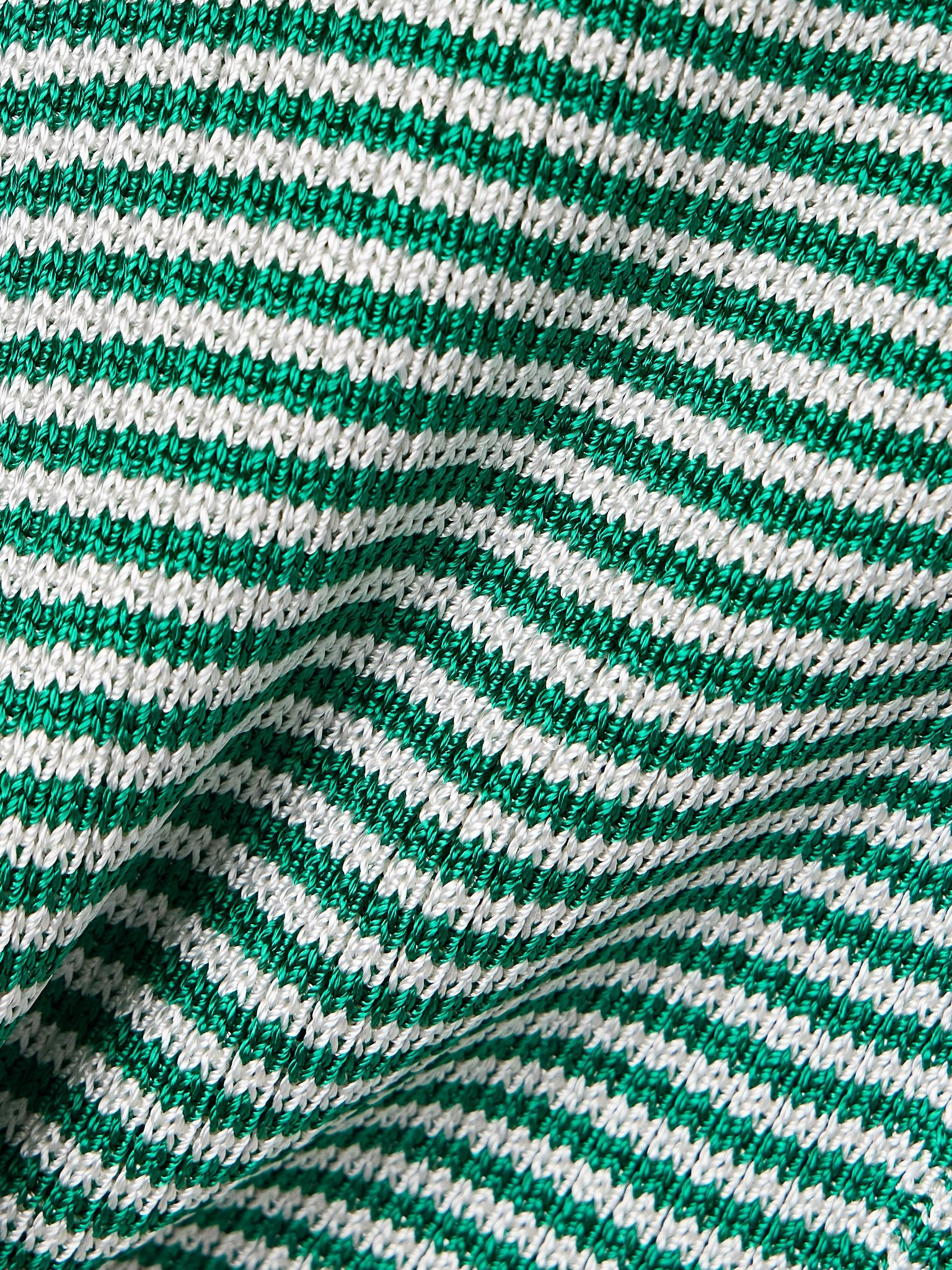 Striped ribbed-knit polo shirt Green - 4