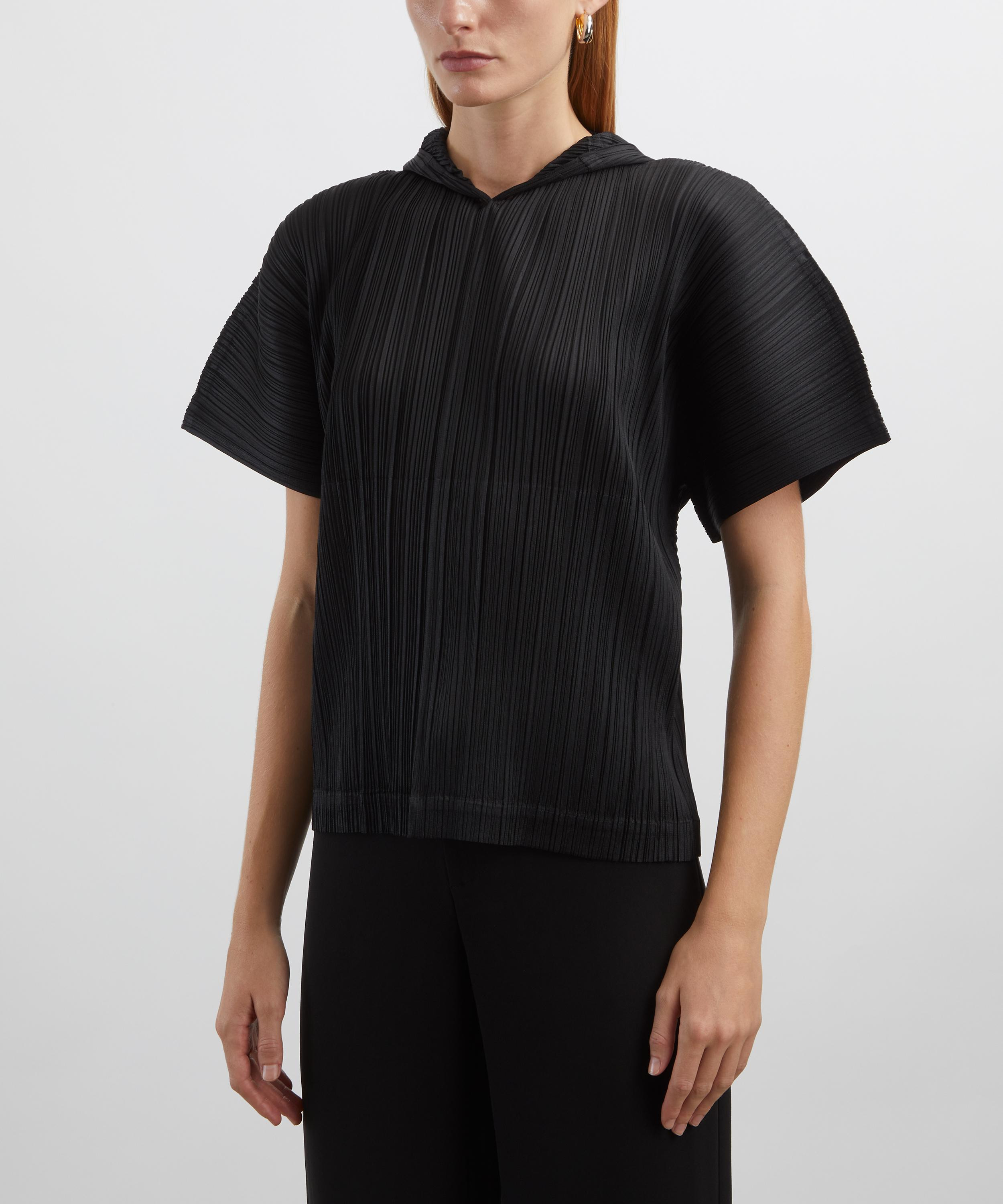 MONTHLY COLOURS: AUGUST Black Pleated Hooded Top - 3