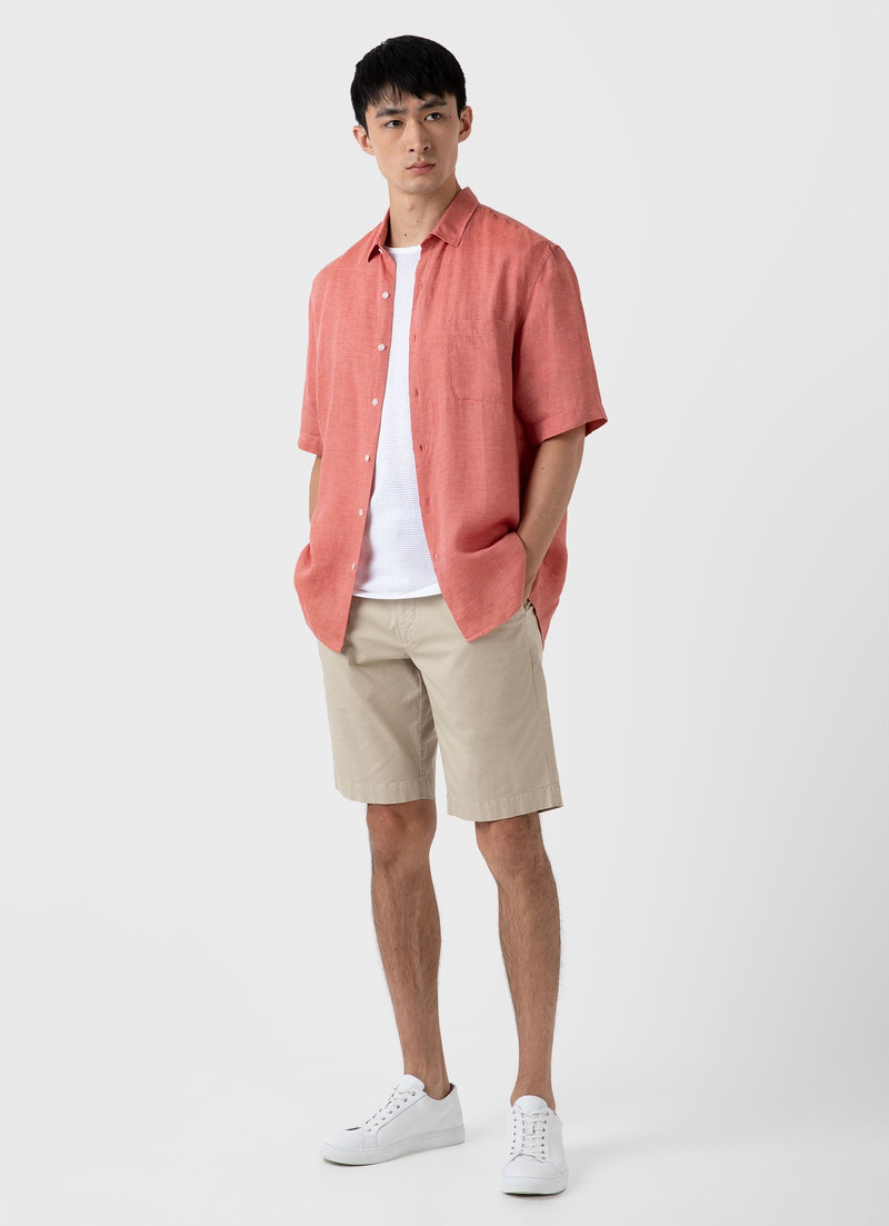 Sunspel Linen Short Sleeve Shirt outlook