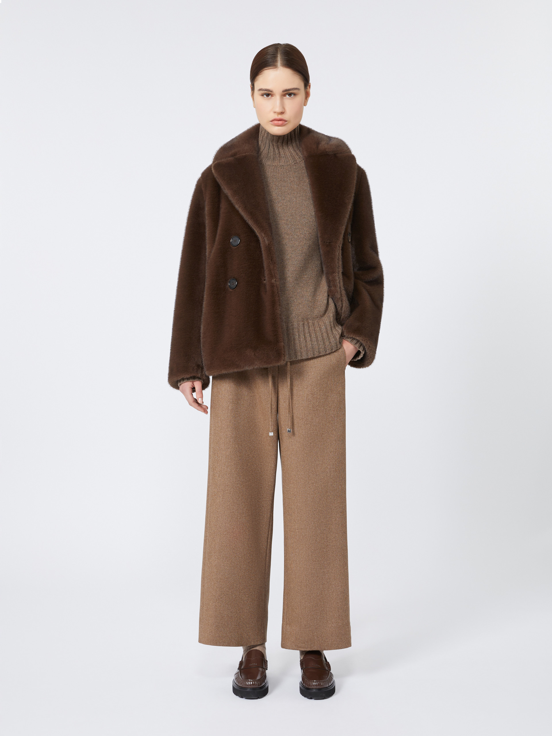 LAURA Double-breasted jacket with a fluffy texture - 2