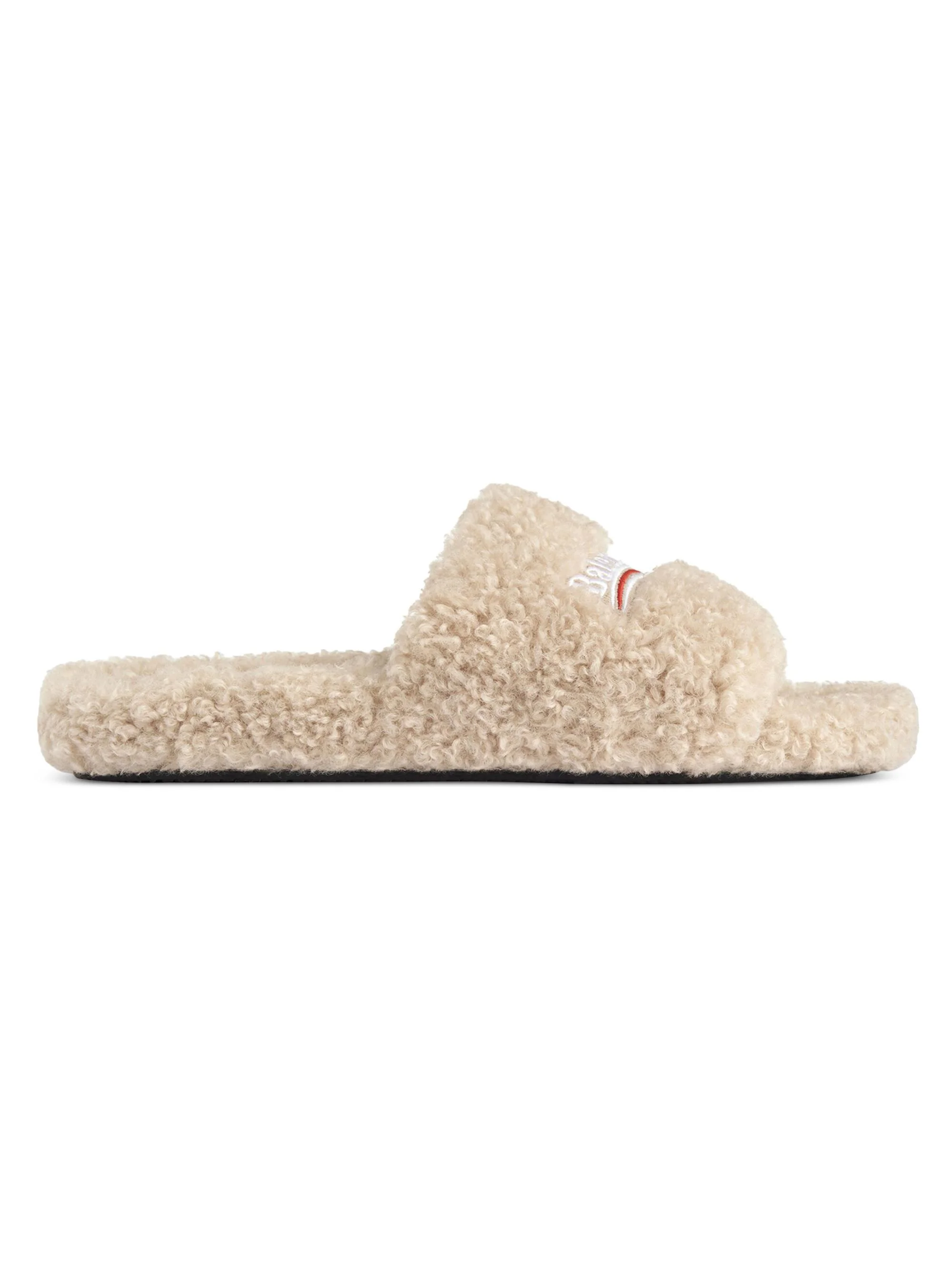 Men's Fluffy Slide Sandals - Beige - 1