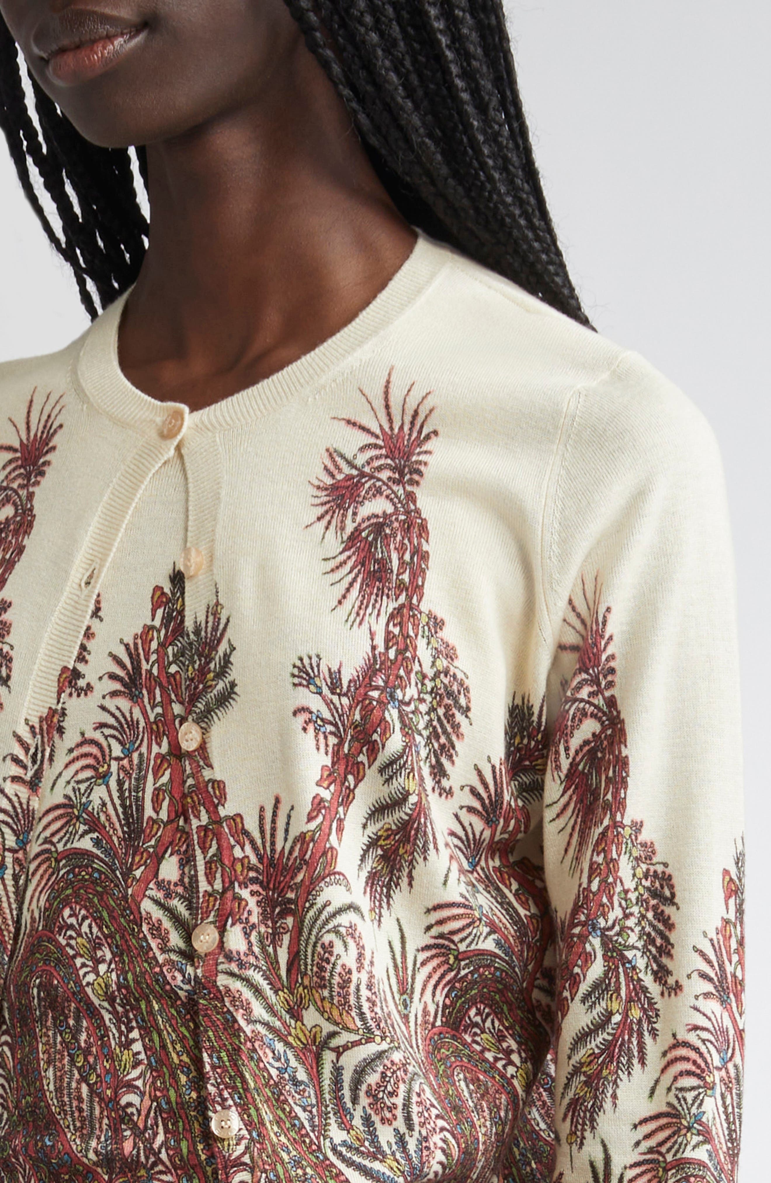 Etro Floral Paisley Silk & Cashmere Cardigan in Stampa F.do Bianco at Nordstrom - 5
