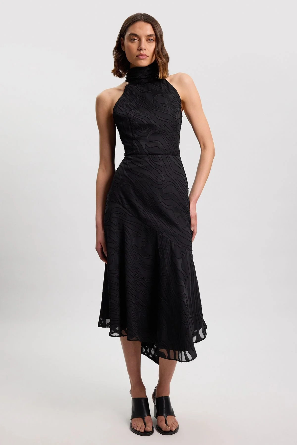 Slub Self Stripe Panelled Woven Skirt - 1
