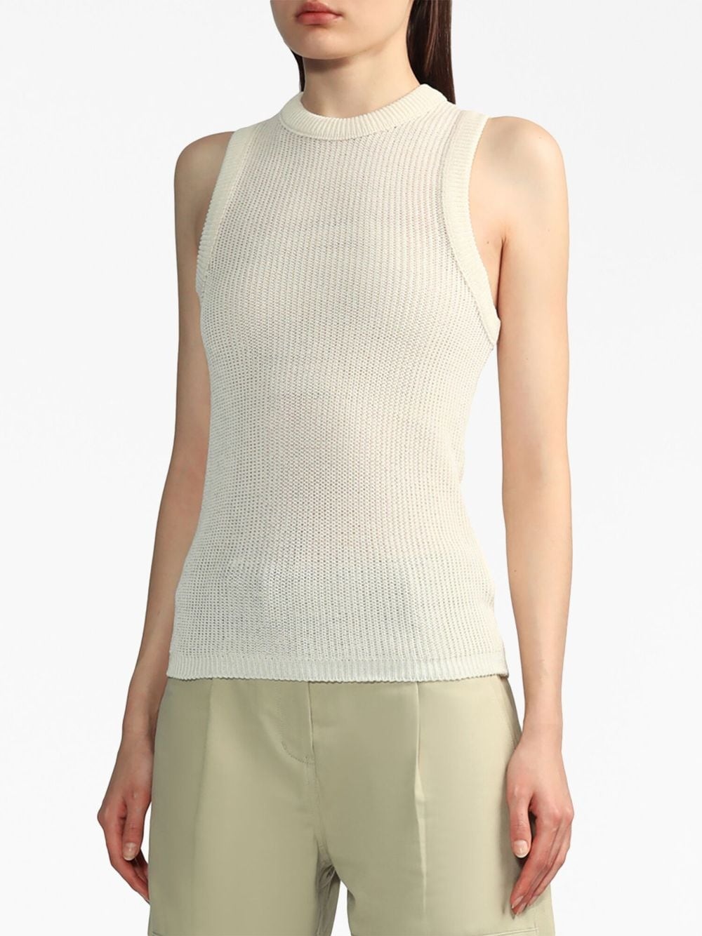 crew-neck sleeveless knitted top - 3