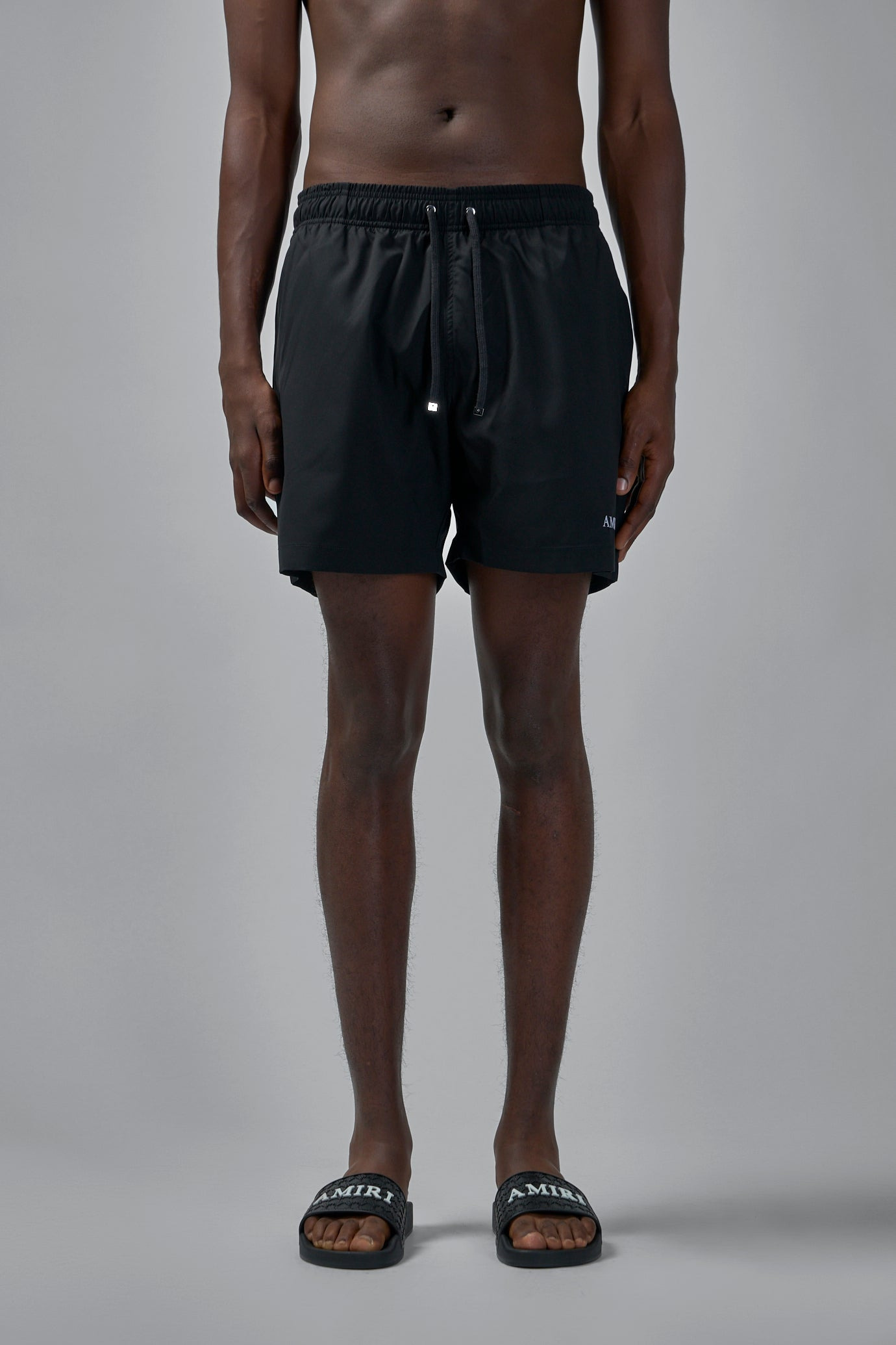 Drawstring Elastic Waistband Swim Trunks - 3