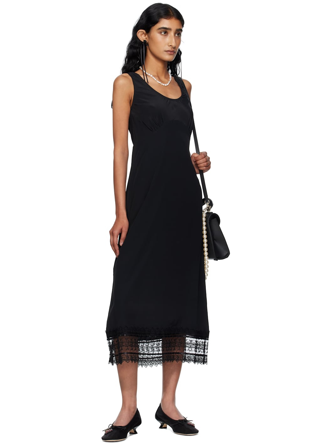 Black Trim Slip Midi Dress - 4