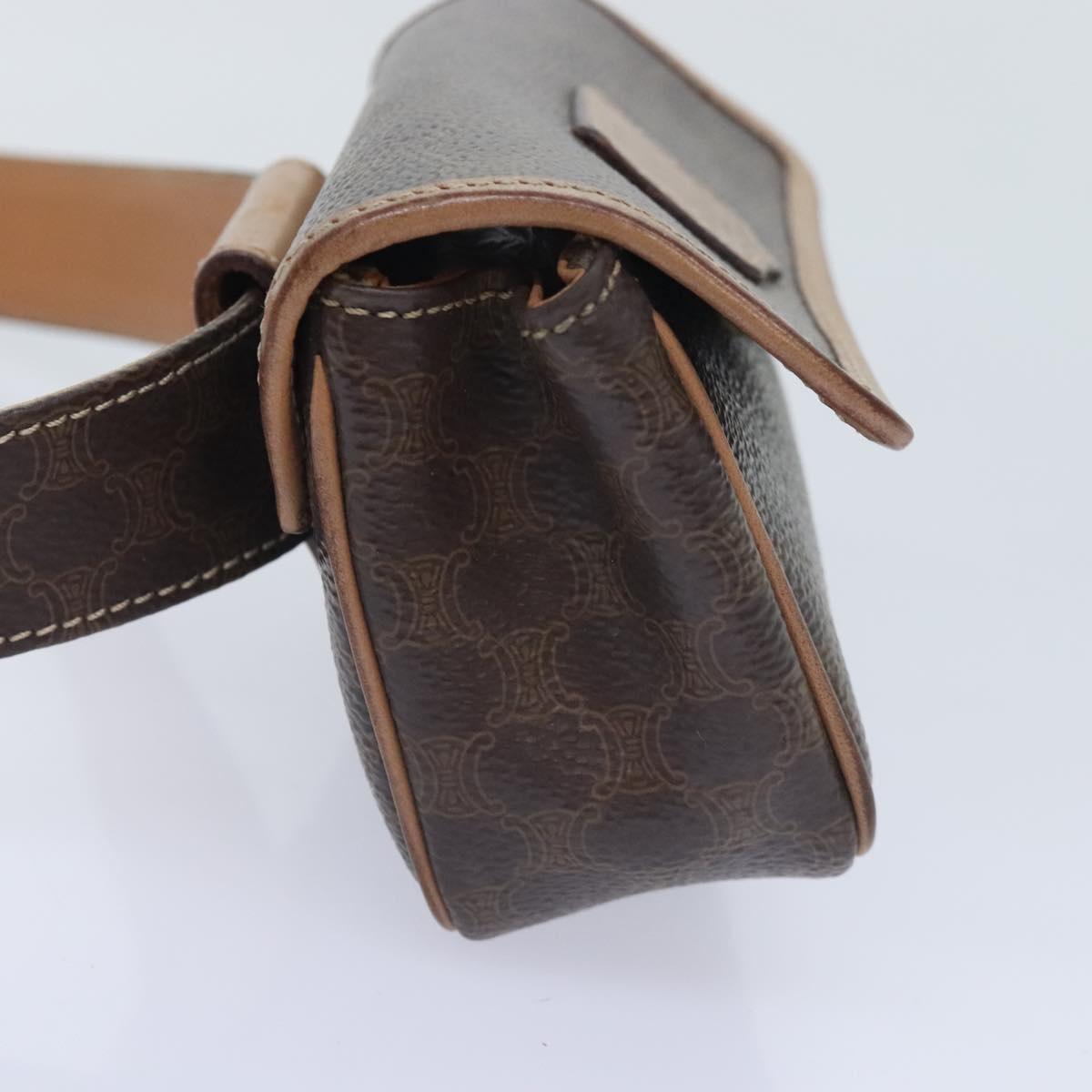 CELINE Macadam Canvas Waist Bag Pvc Leather Brown Gold - 3