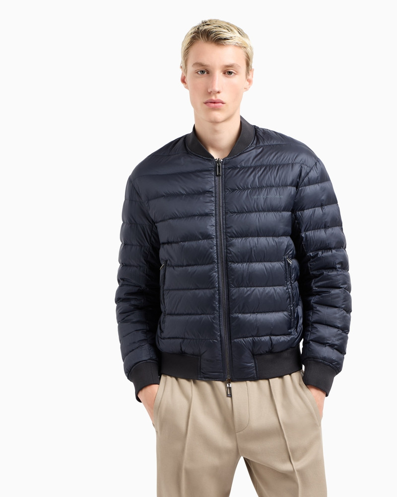 REVERSIBLE DOWN JACKET WITH A BOMBER JACKET COLLAR IN JACQUARD NYLON WITH ALL-OVER LETTERING 6