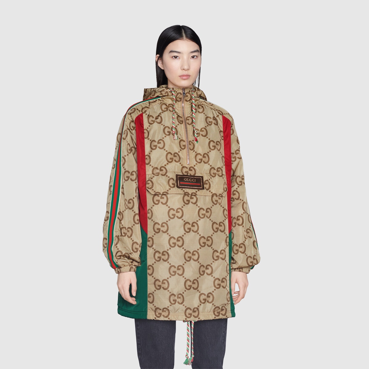 Gucci Tiger jumbo GG anorak coat with Web - 4