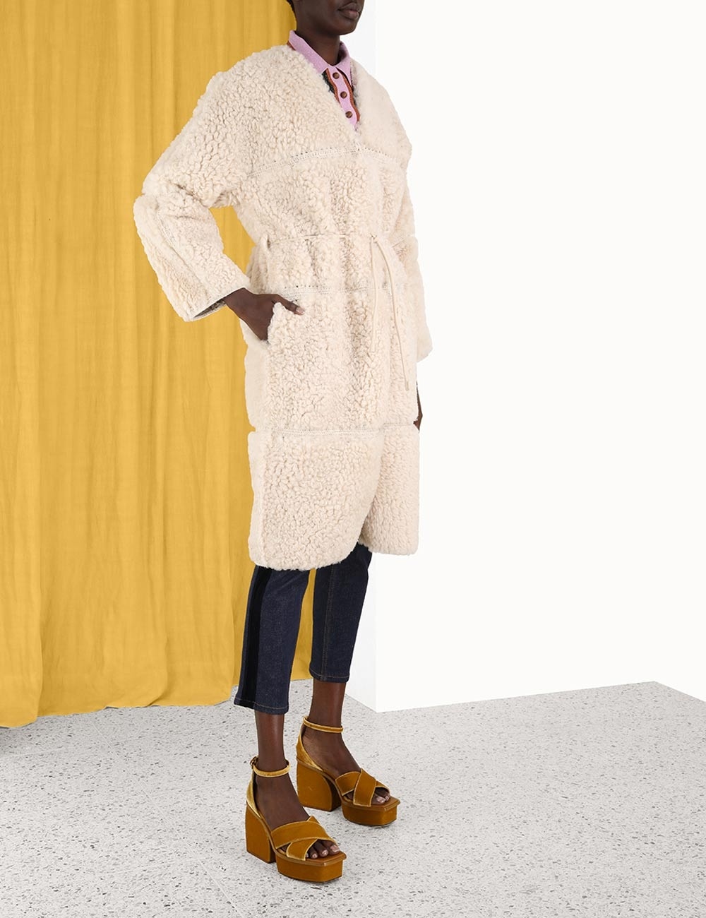 KALEIDOSCOPE SHEARLING COAT - 3
