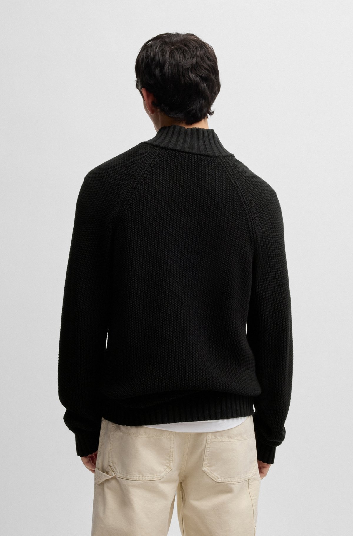 QUARTER-ZIP RELAXED-FIT SWEATER IN RIBBED-KNIT COTTON - 5