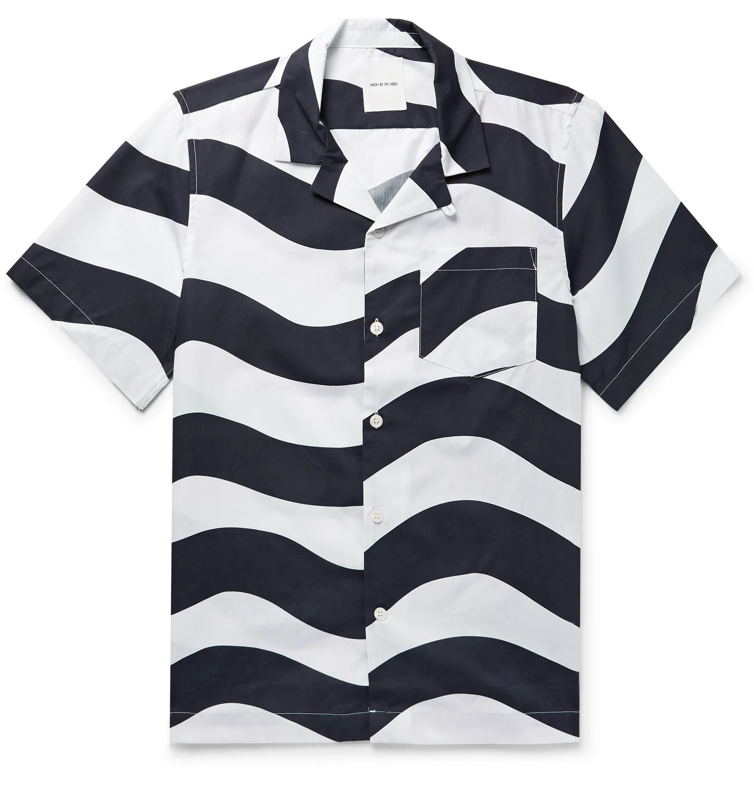 Brandon Camp-Collar Striped Organic Cotton-Poplin Shirt - 1