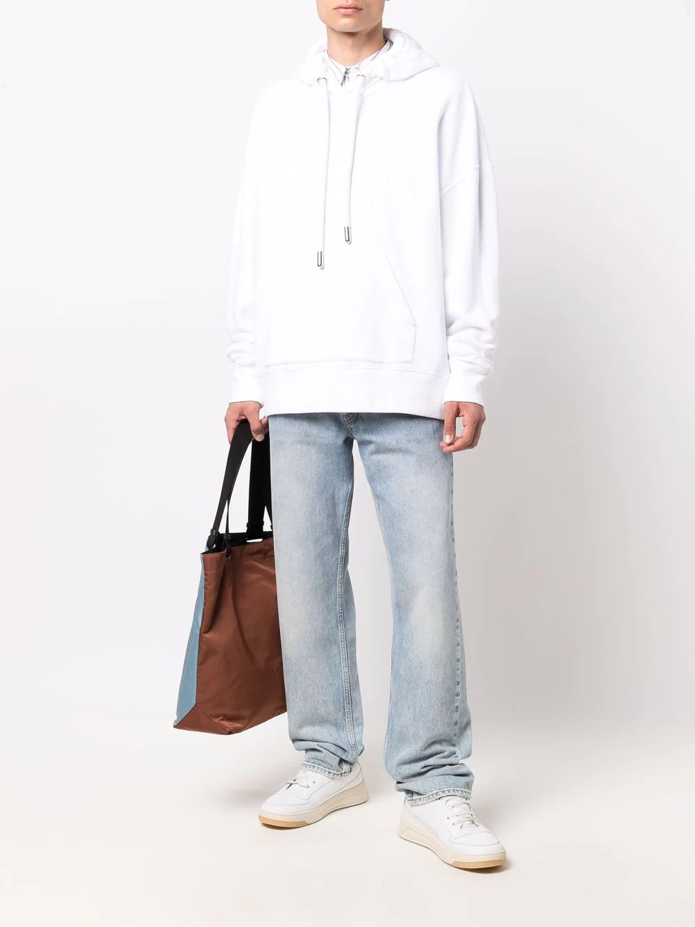 tonal logo cotton hoodie - 3