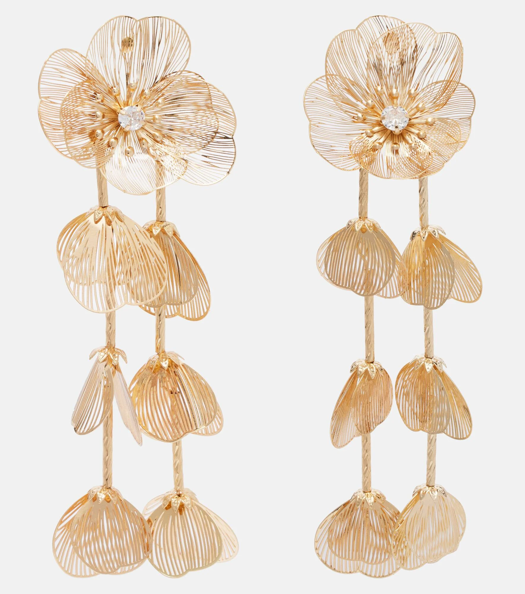 Embellished floral drop earrings - 1