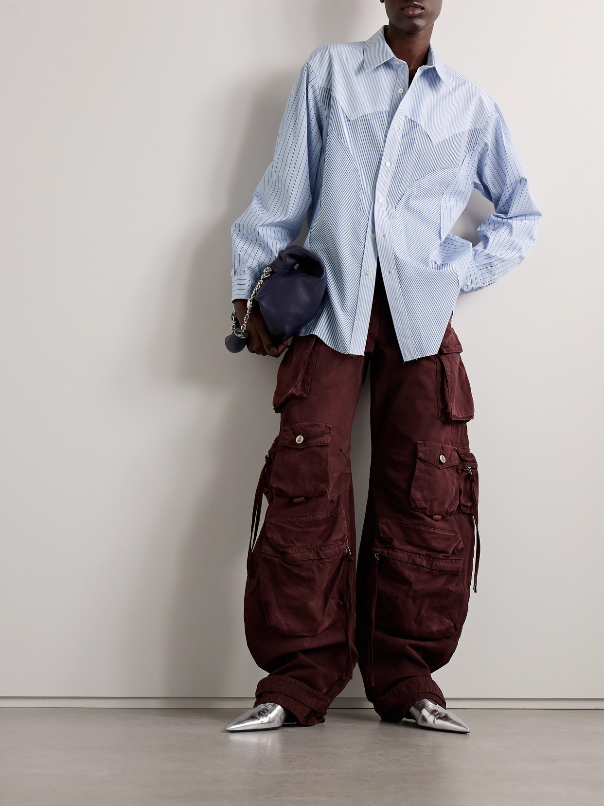 Paneled Striped Cotton-poplin Shirt - 2