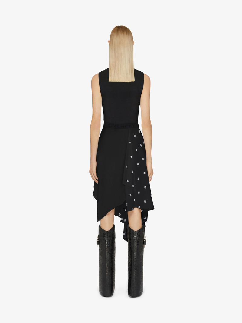 DRESS IN 4G SILK WITH ASYMMETRICAL RUFFLED SKIRT 4