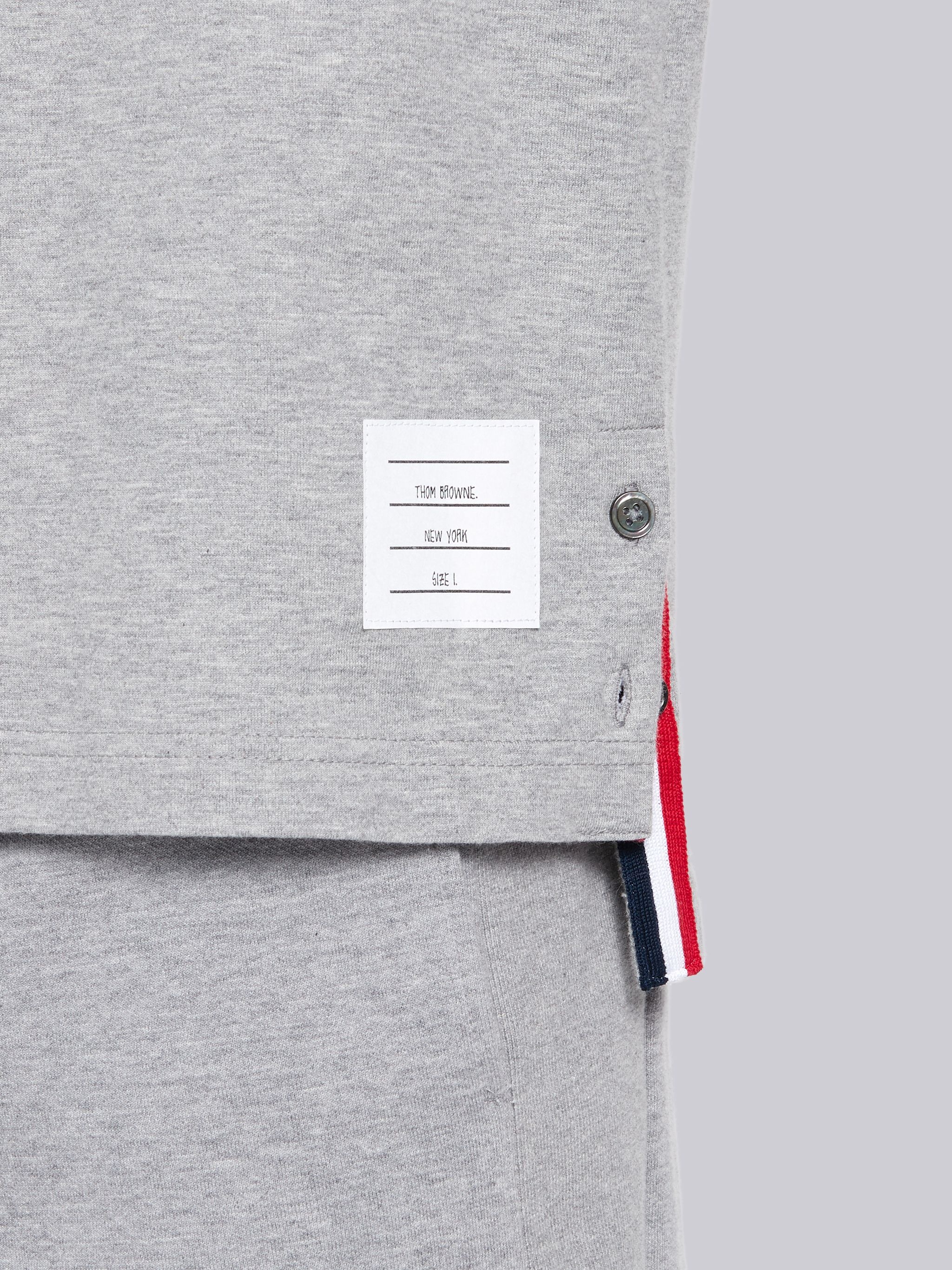 Light Grey Cotton Jersey Long Sleeve Tonal 4-Bar Rugby T-shirt - 6