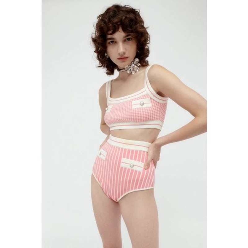 Alessandra Rich Pink knitted Shorts outlook