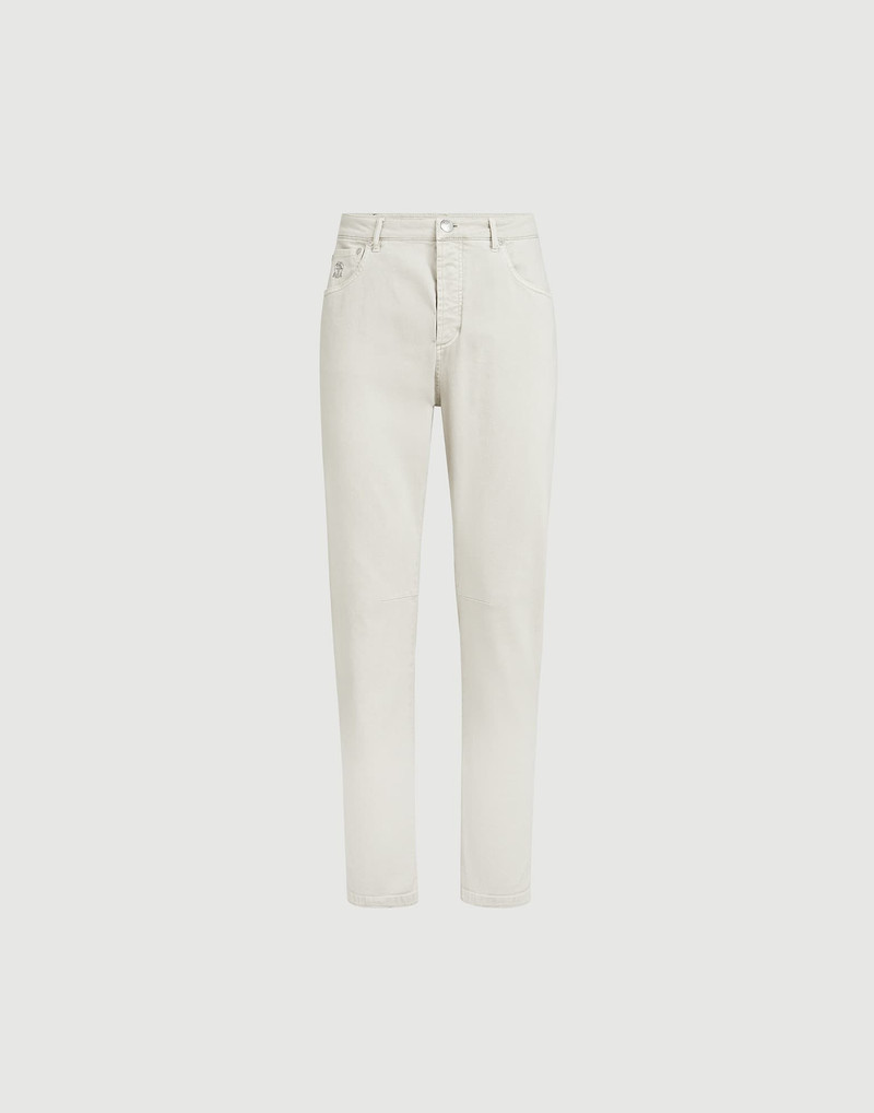 Garment-dyed five-pocket trousers in comfort denim 1