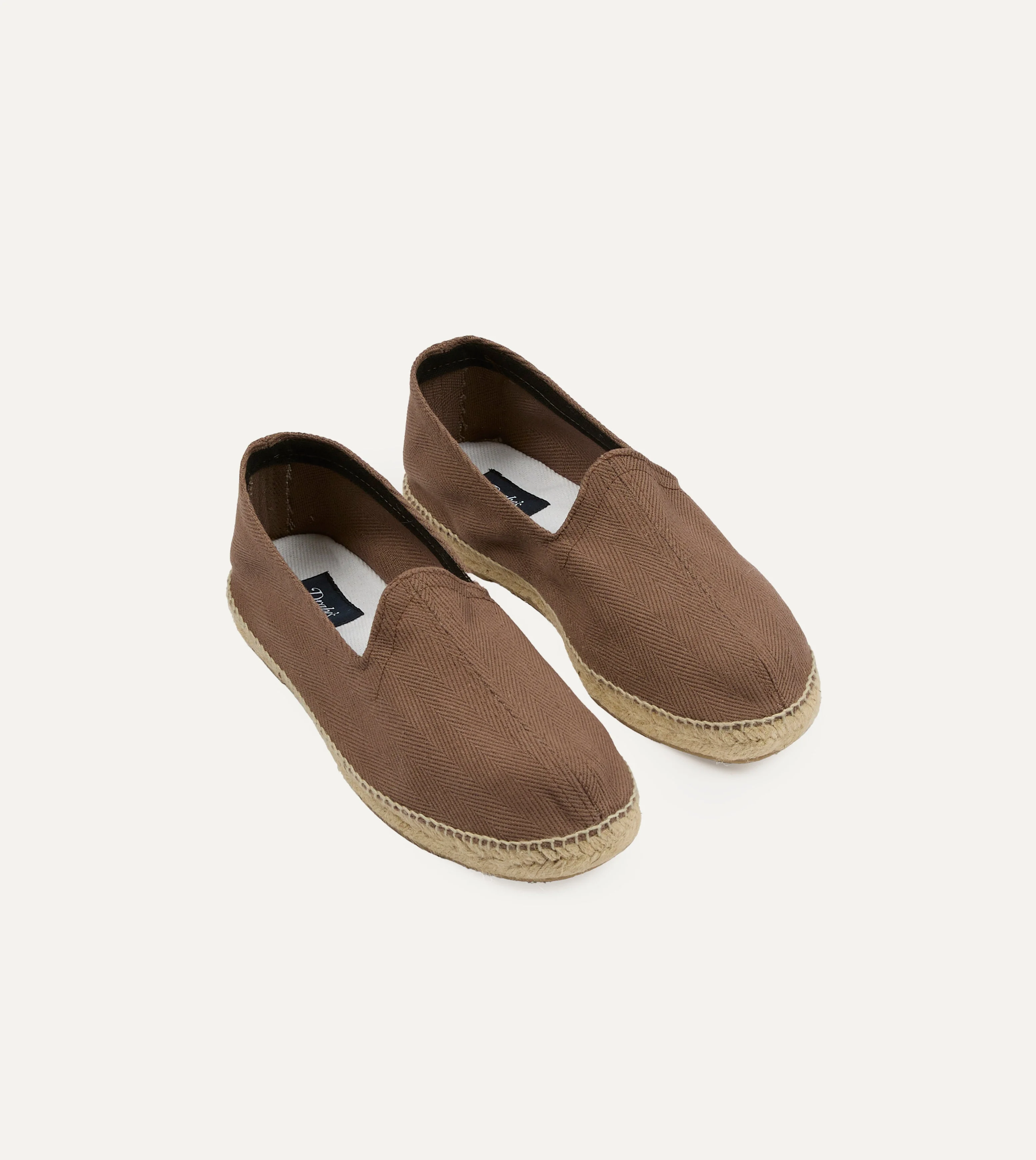 Taupe Herringbone Cotton Espadrilles - 1