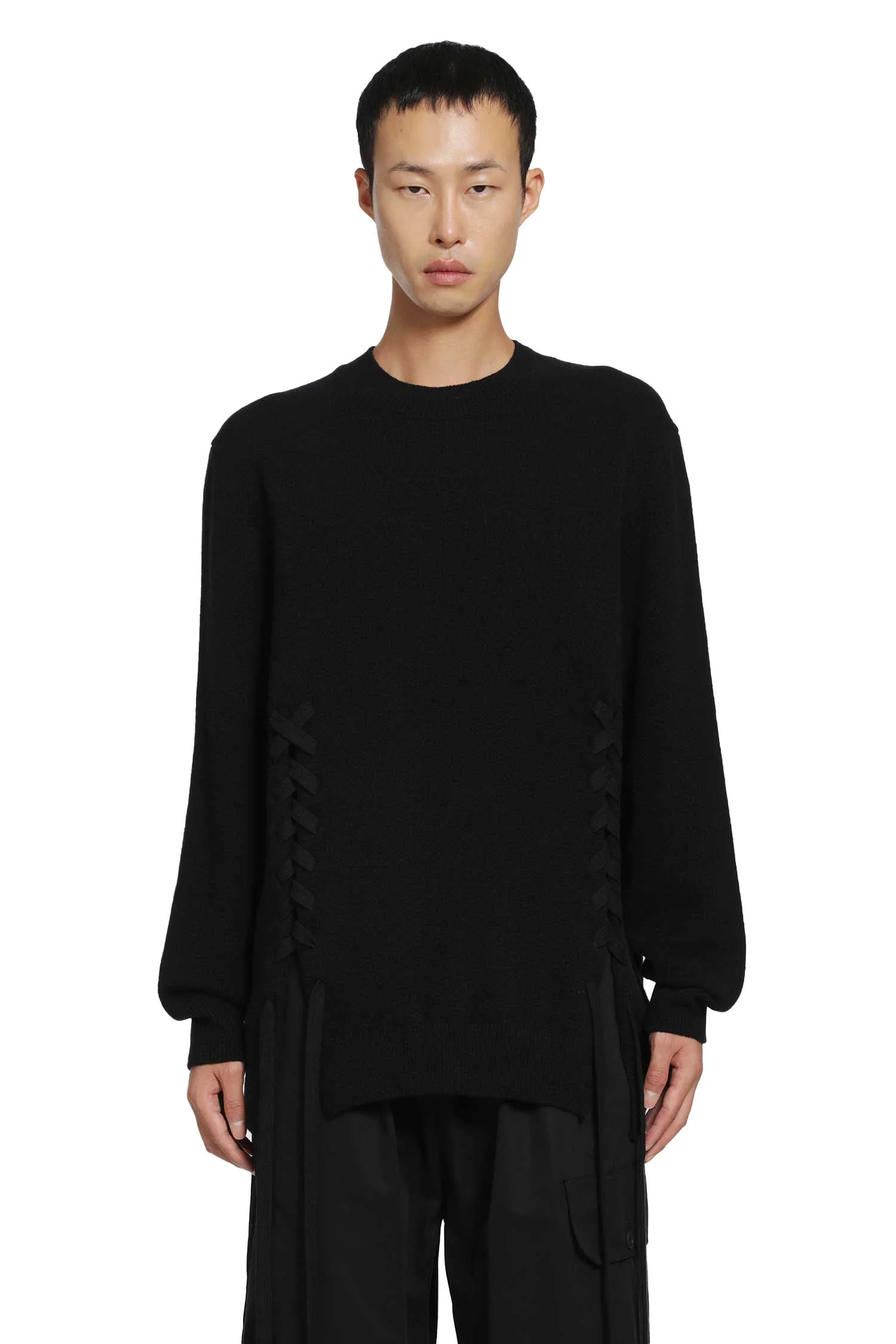 Merino Lace-up Hem Jumper - 1