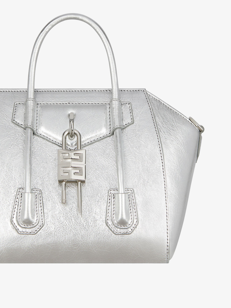 MINI ANTIGONA LOCK BAG IN METALLIZED LEATHER 6