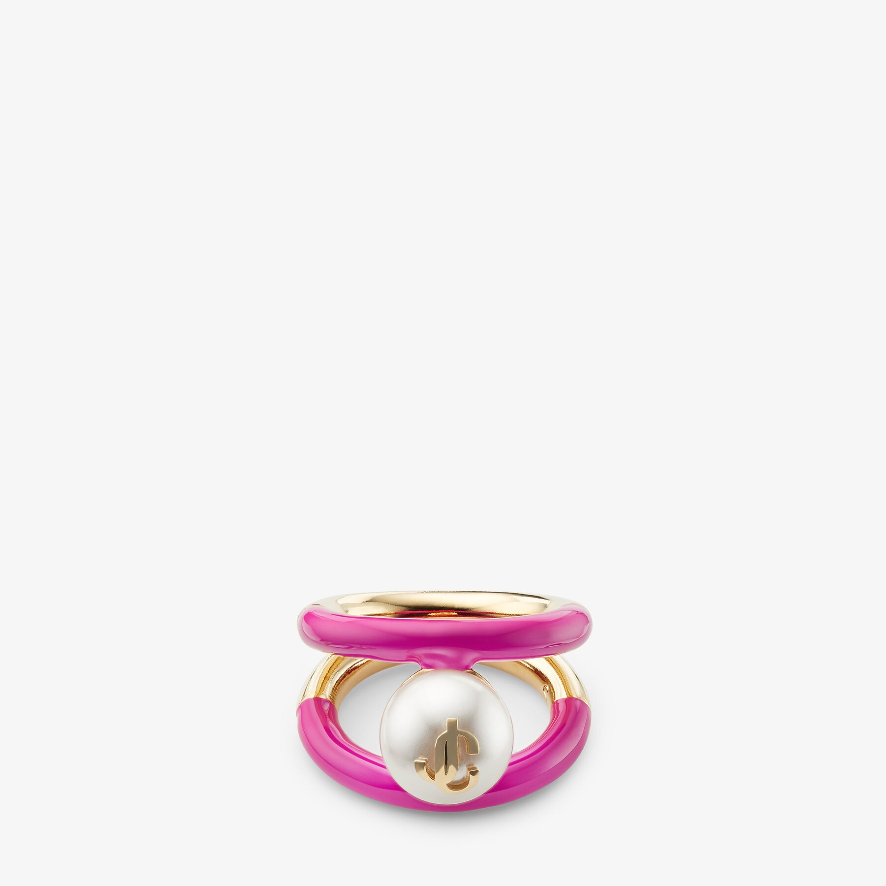 Pearl Ring
Gold-Finish Metal and Fuchsia JC Enamel Pearl Ring - 5