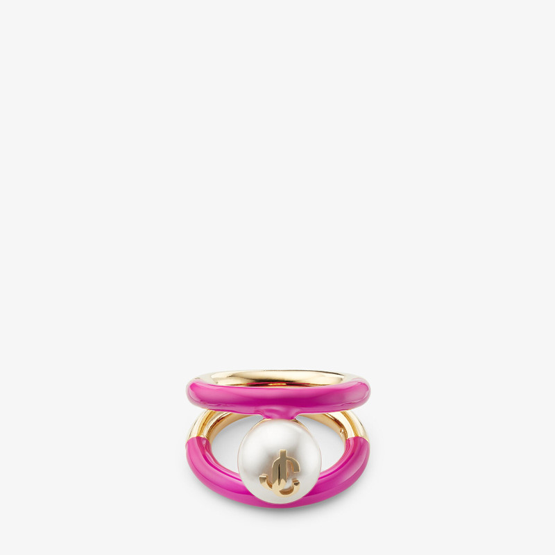 Pearl Ring
Gold-Finish Metal and Fuchsia JC Enamel Pearl Ring 5