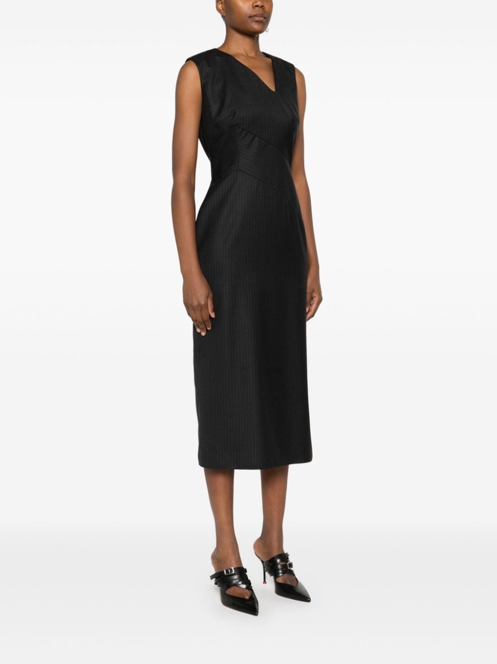 pinstriped midi dress - 3
