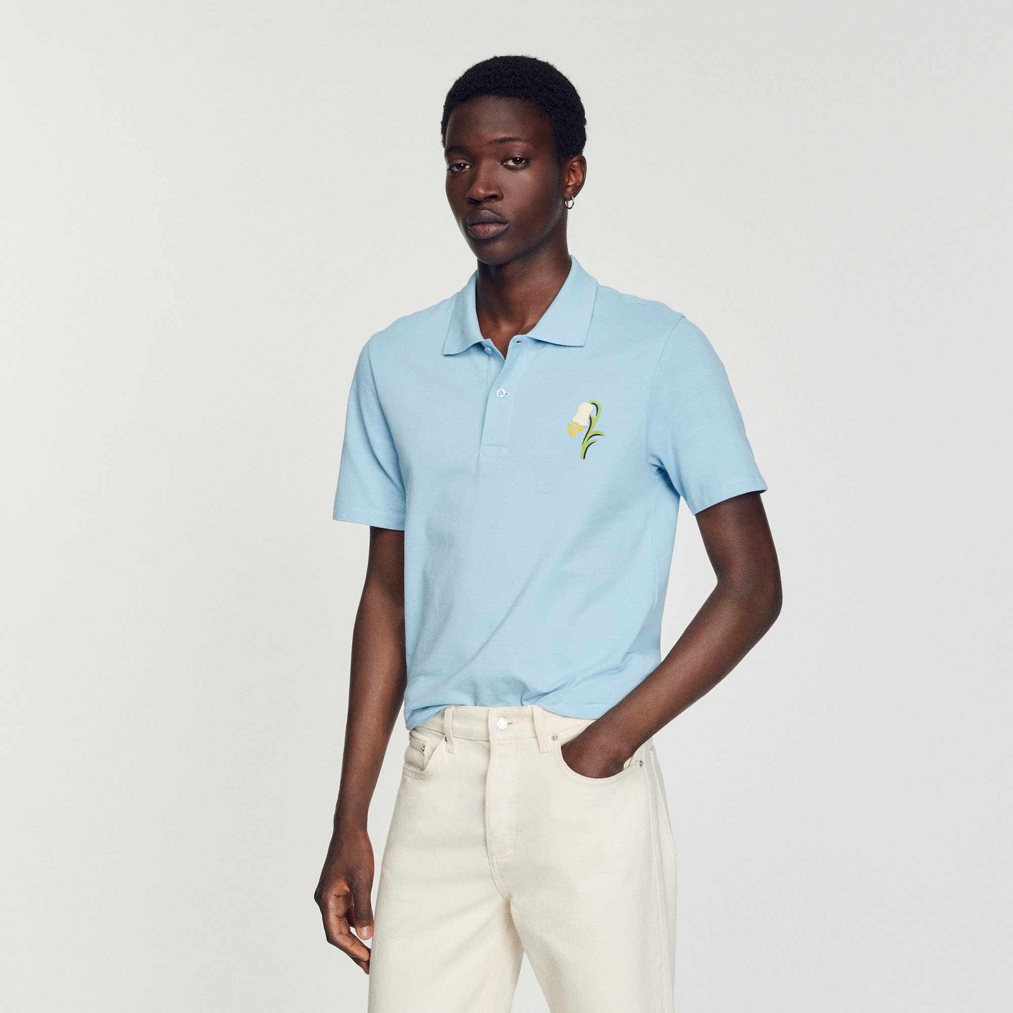 Cotton piqué polo shirt with embroidery - 5
