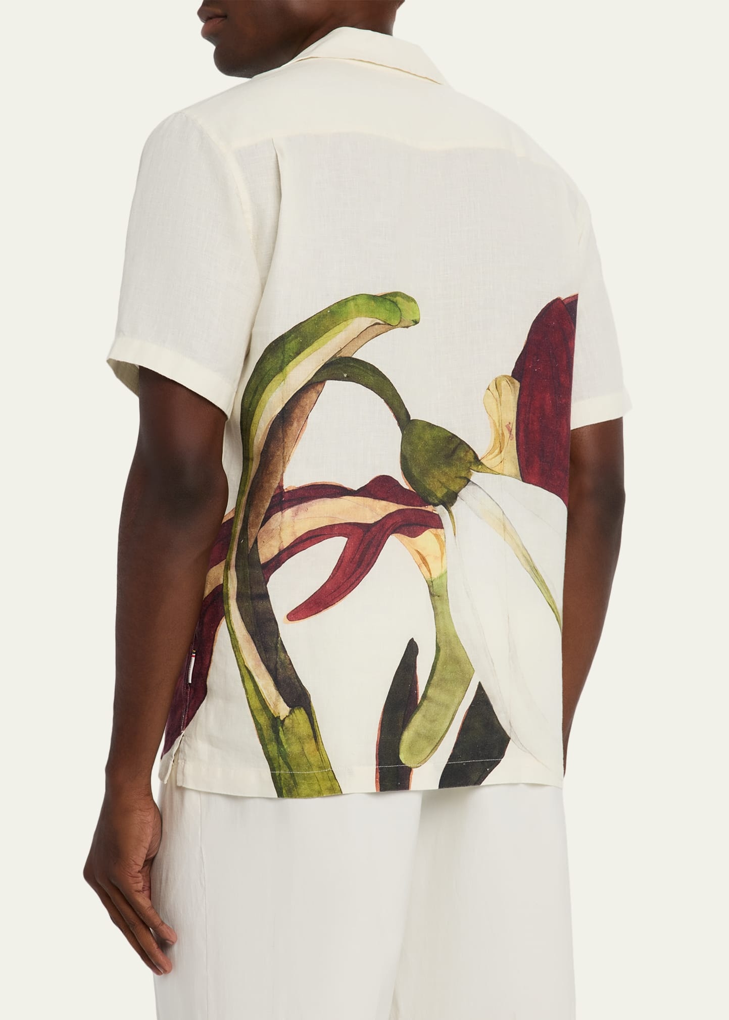 Men's Maitan Linen Orchid-Print Camp Shirt - 3