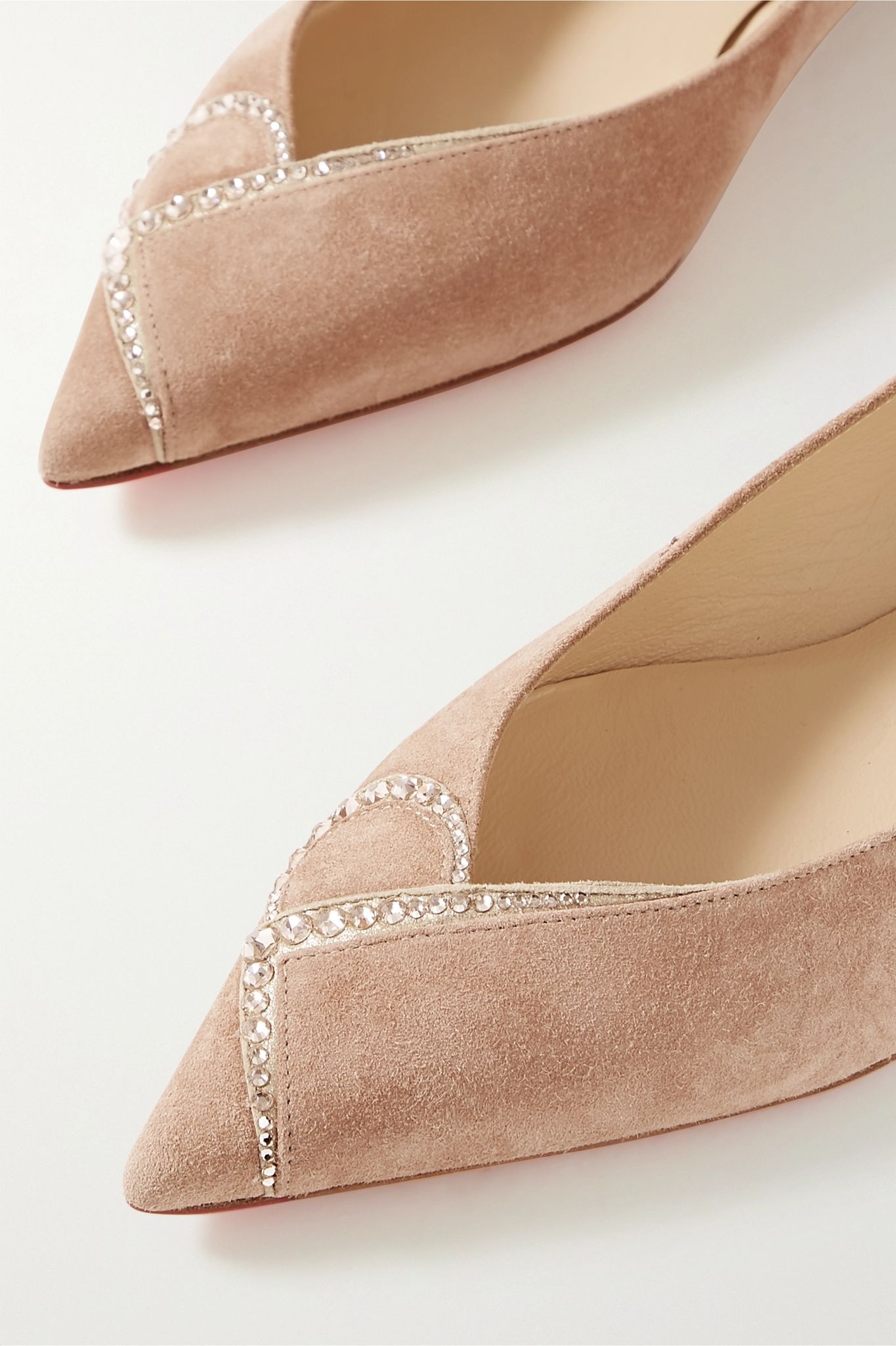 CL crystal-embellished suede point-toe flats - 5