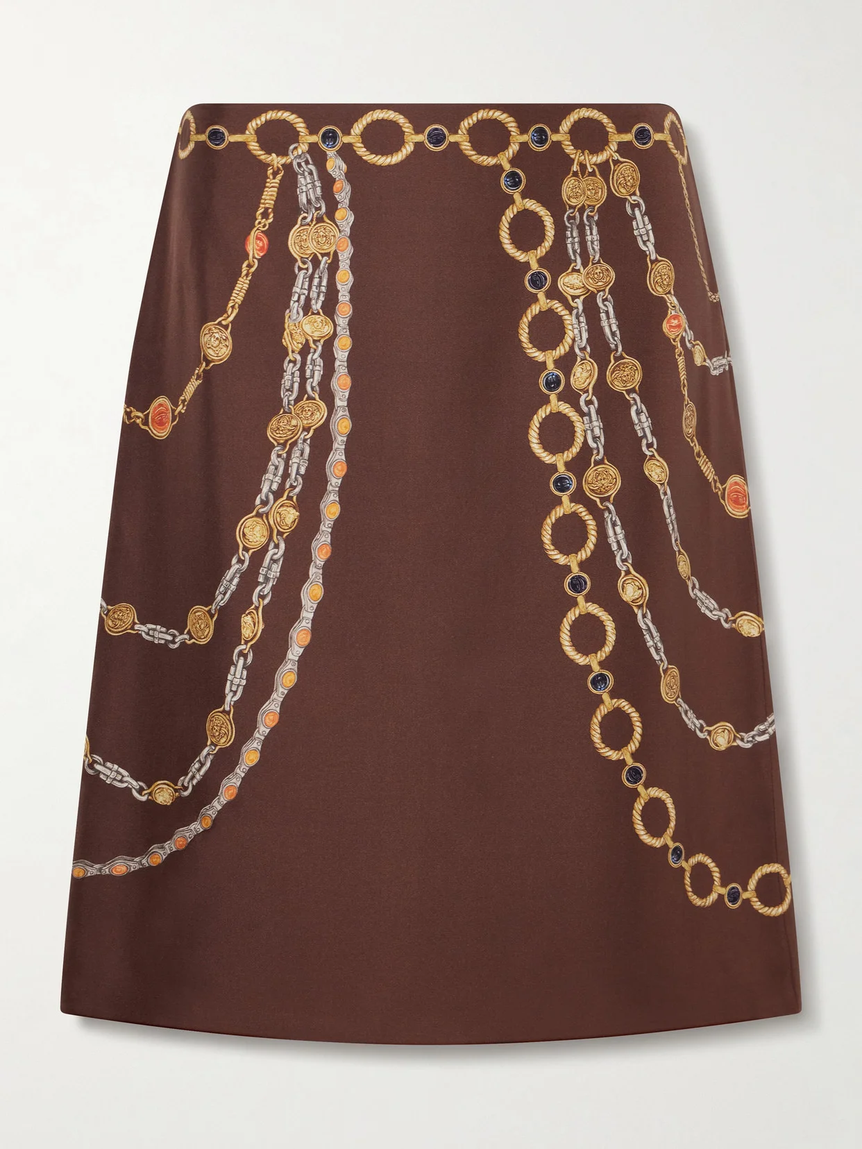 Printed Silk-twill Knee-length Skirt - 1