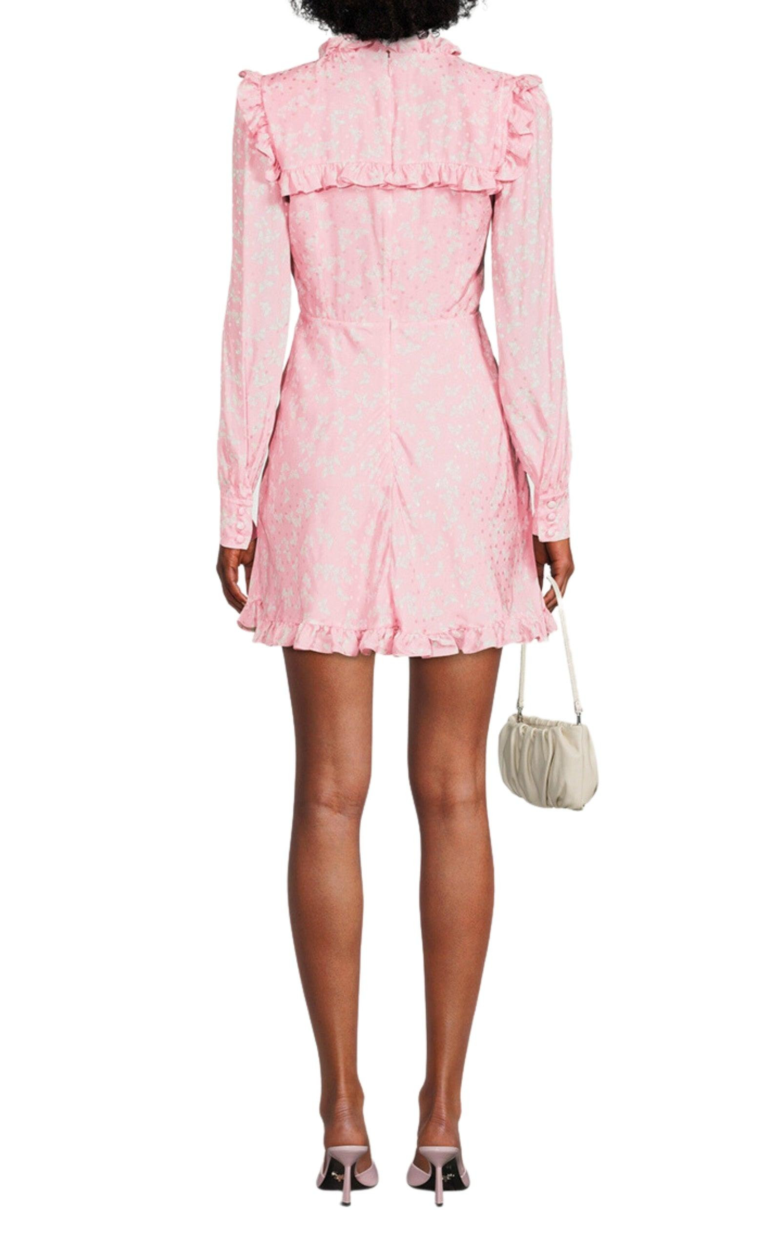 Butterfly Jacquard Silk Mini Dress - 4