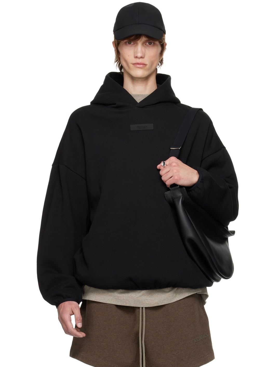 Black Elasticized Hoodie - 1