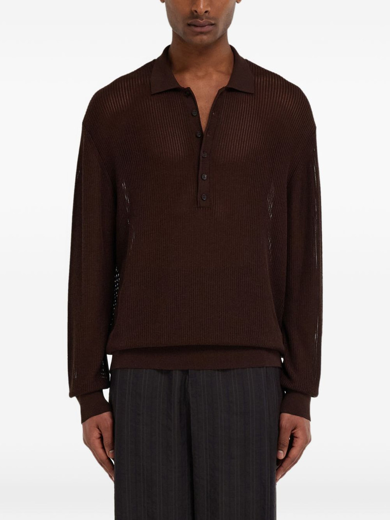 Long sleeve knitted silk polo shirt 3