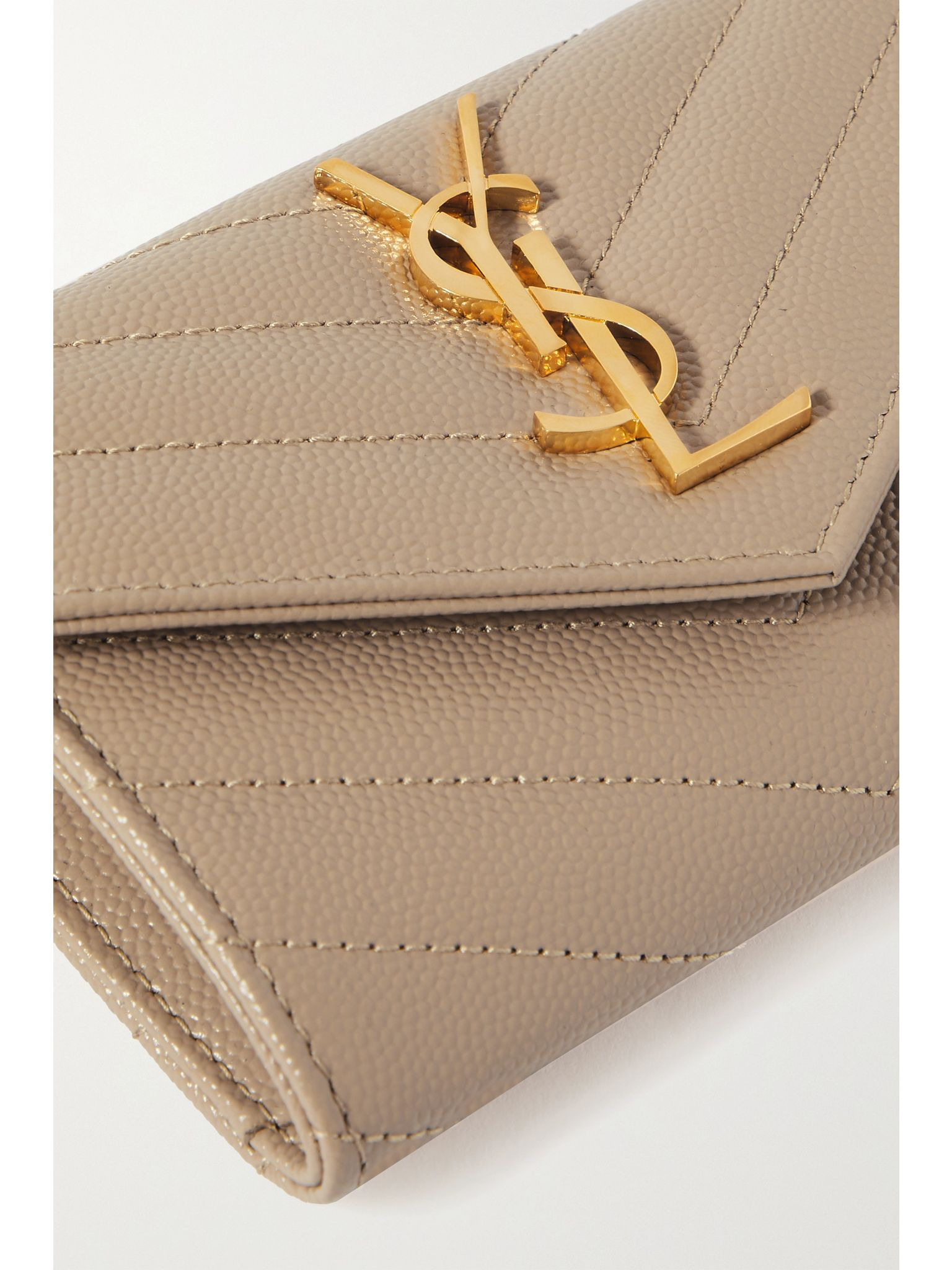 Monogramme Envelope quilted textured-leather wallet Beige - 4