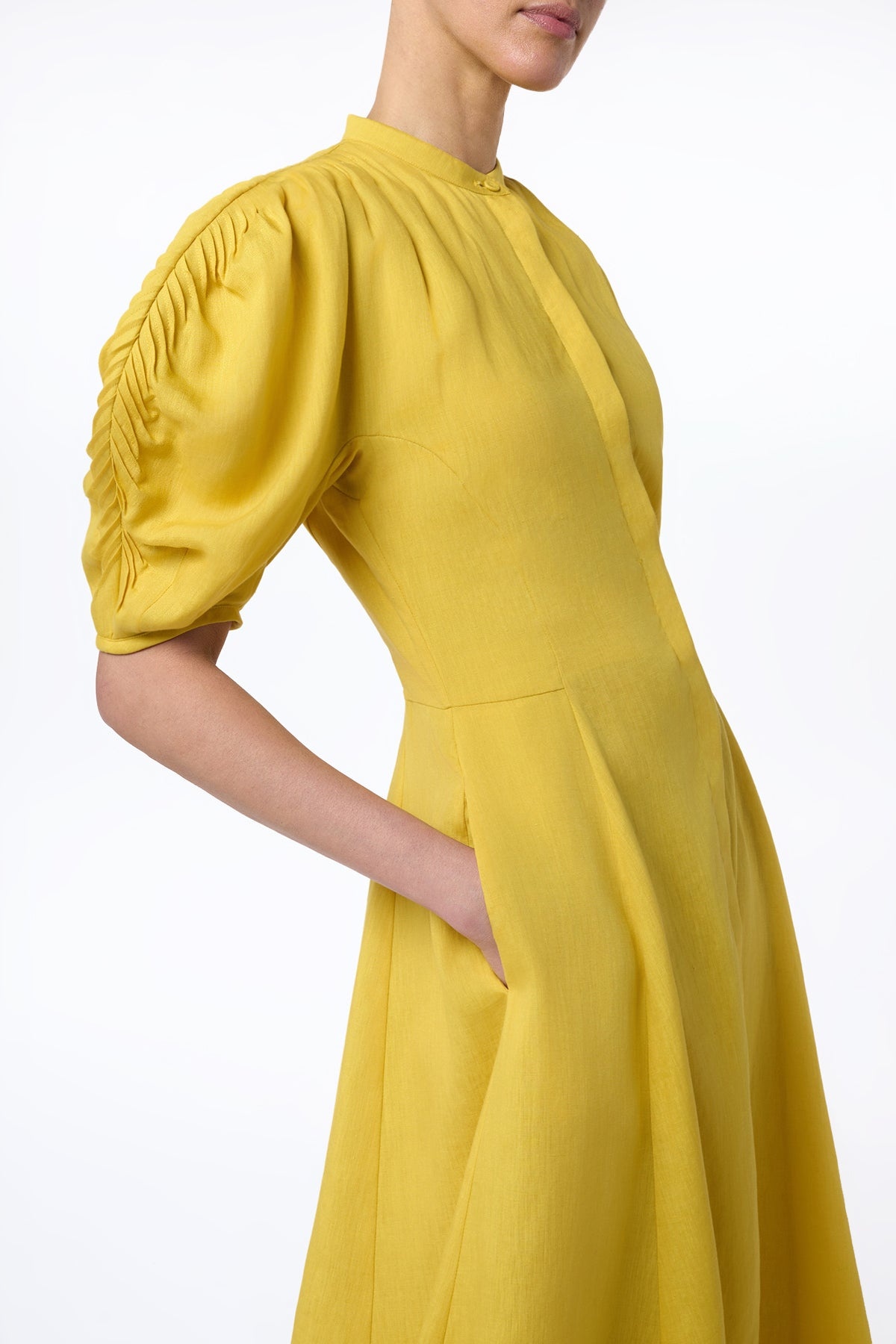 Arabella Shirtdress in Goldenrod Aloe Linen - 2