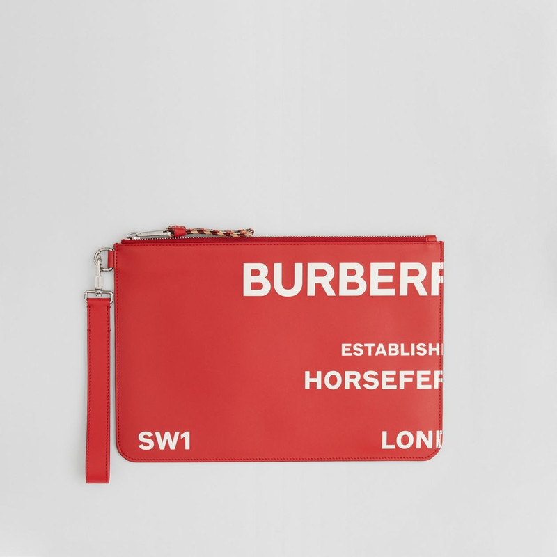 Horseferry Print Leather Zip Pouch 1