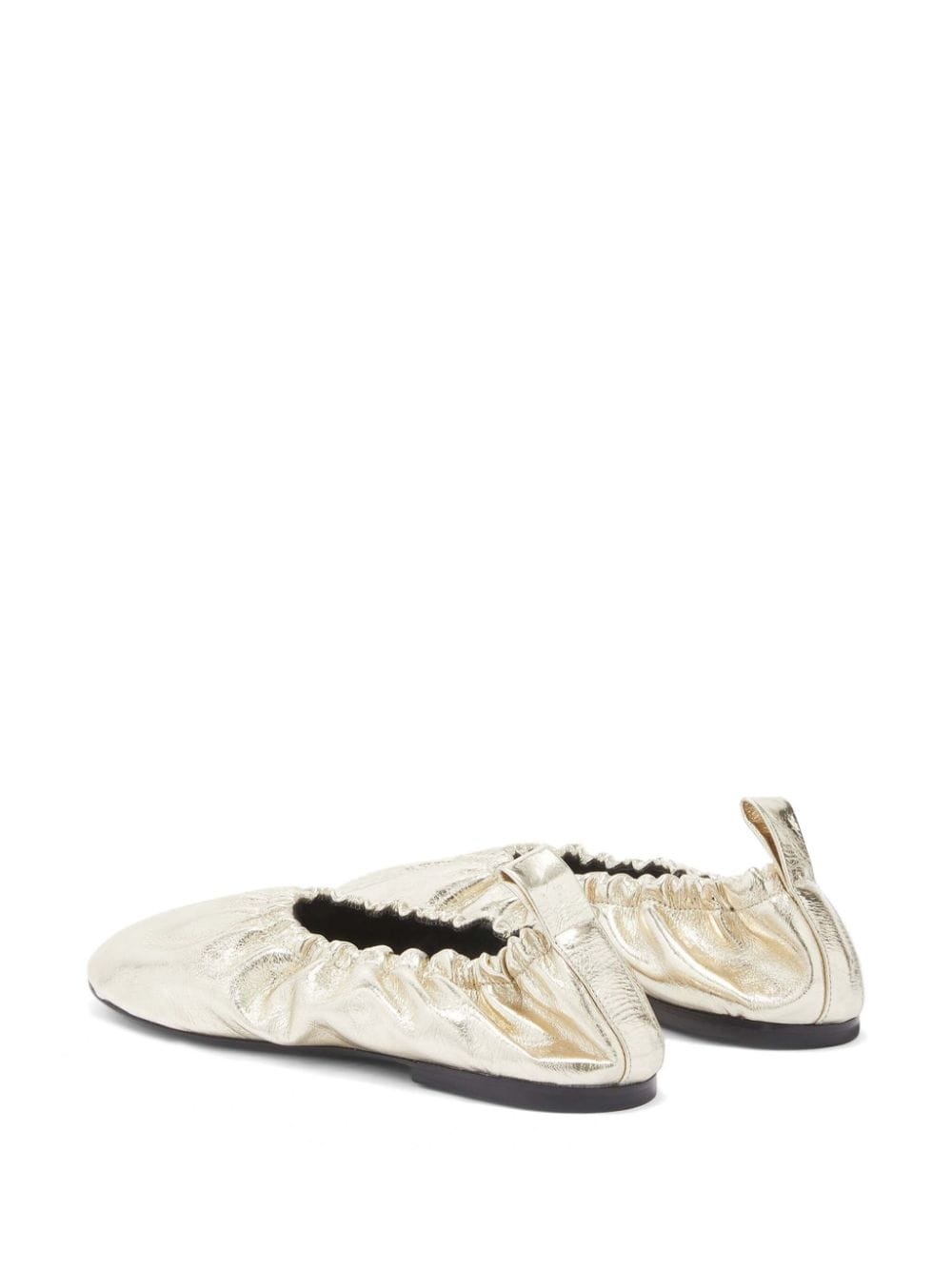 gathered-detail leather ballerina shoes - 3