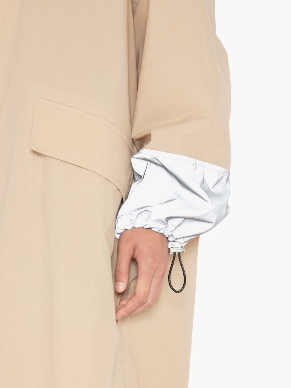 CONTRAST HOOD LONG PARKA COAT - 5
