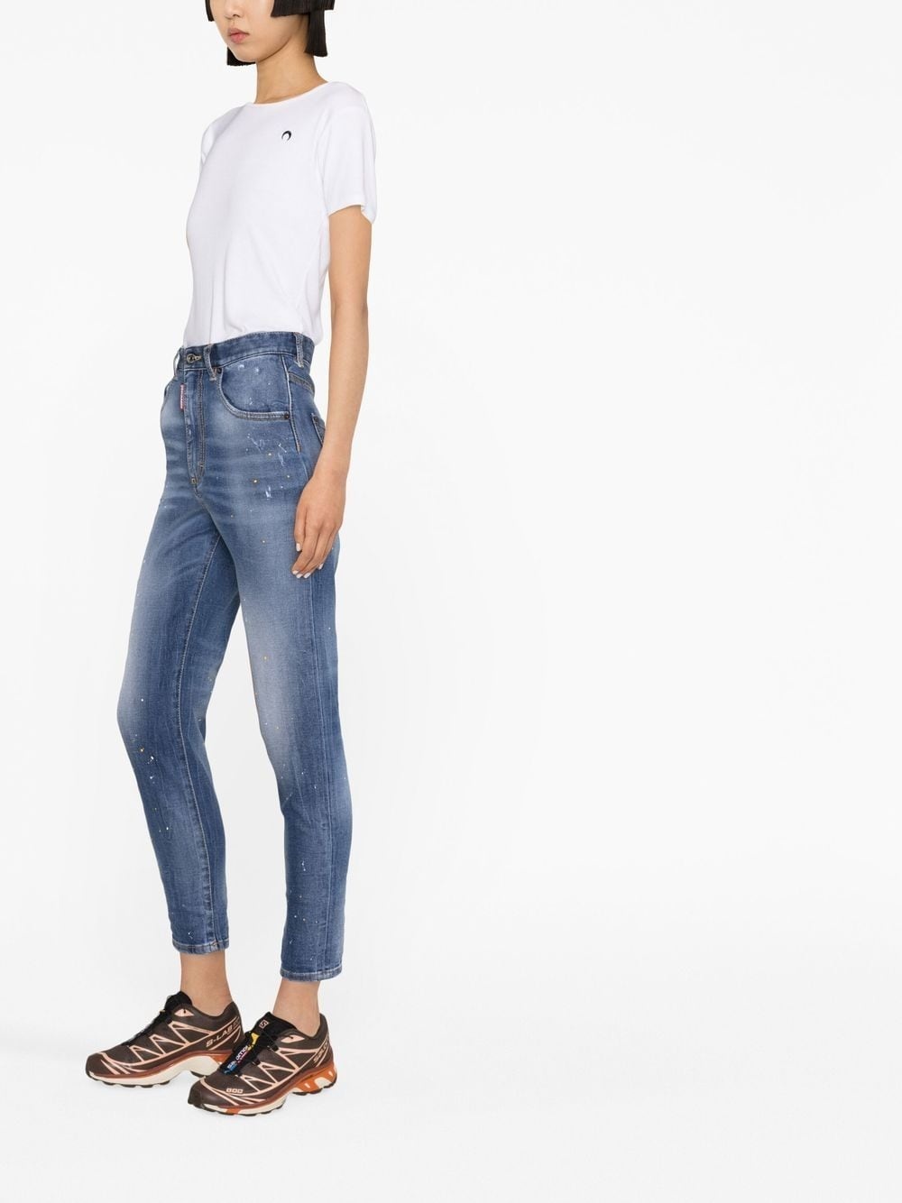 paint-splatter skinny cropped jeans - 4