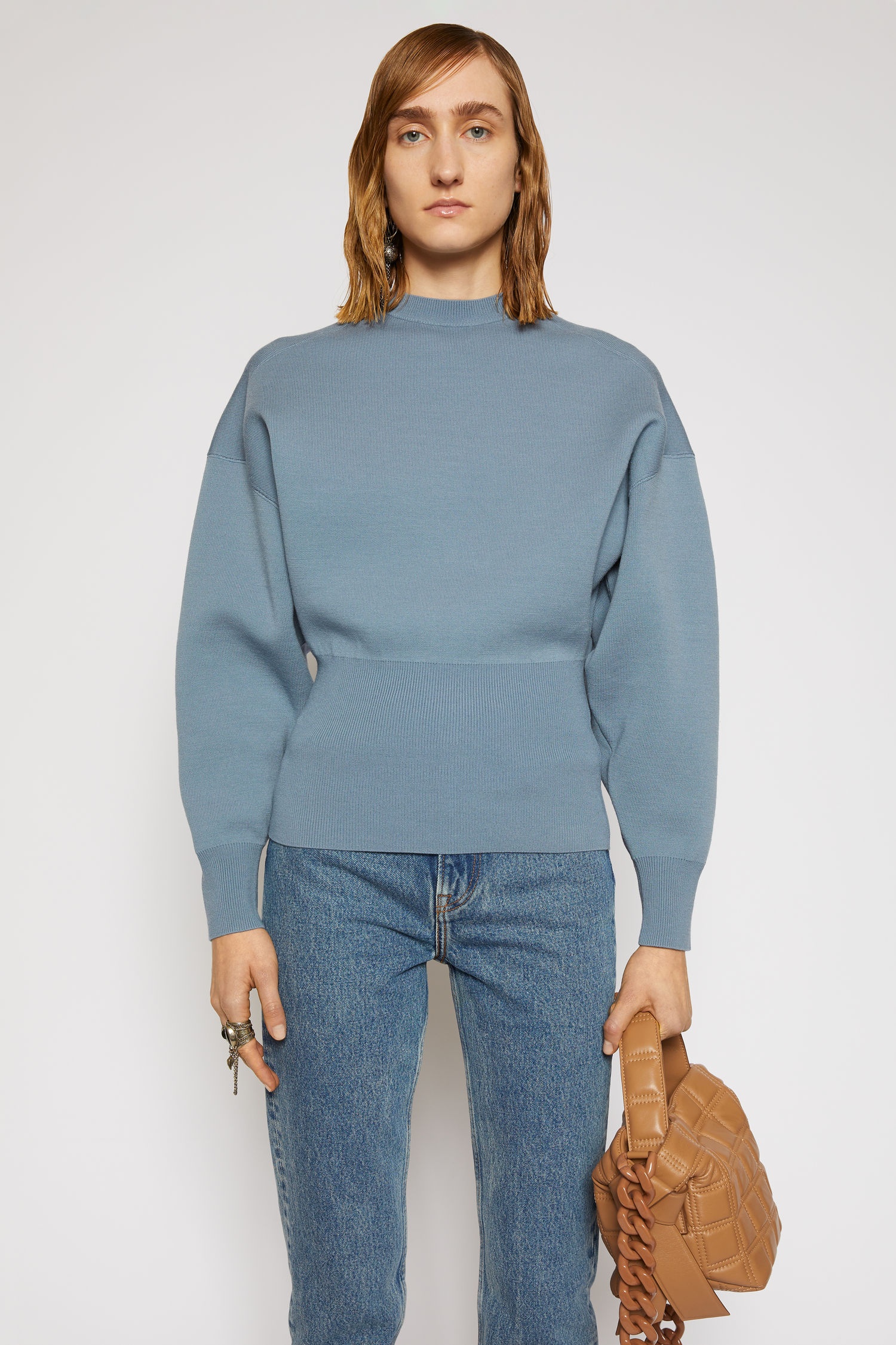 Dolman-sleeve sweater dusty blue - 2