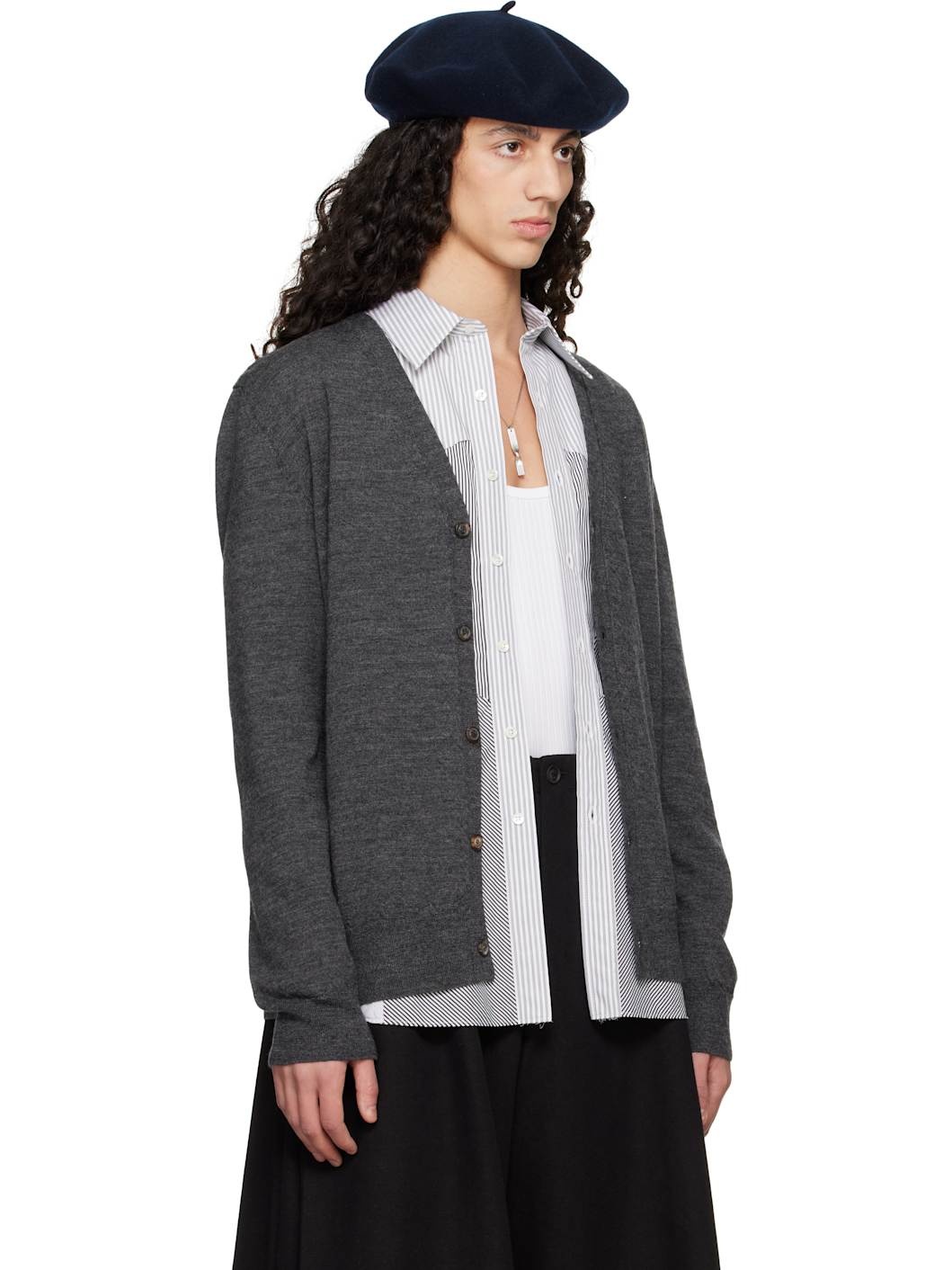 Gray Elbow Patch Cardigan - 2