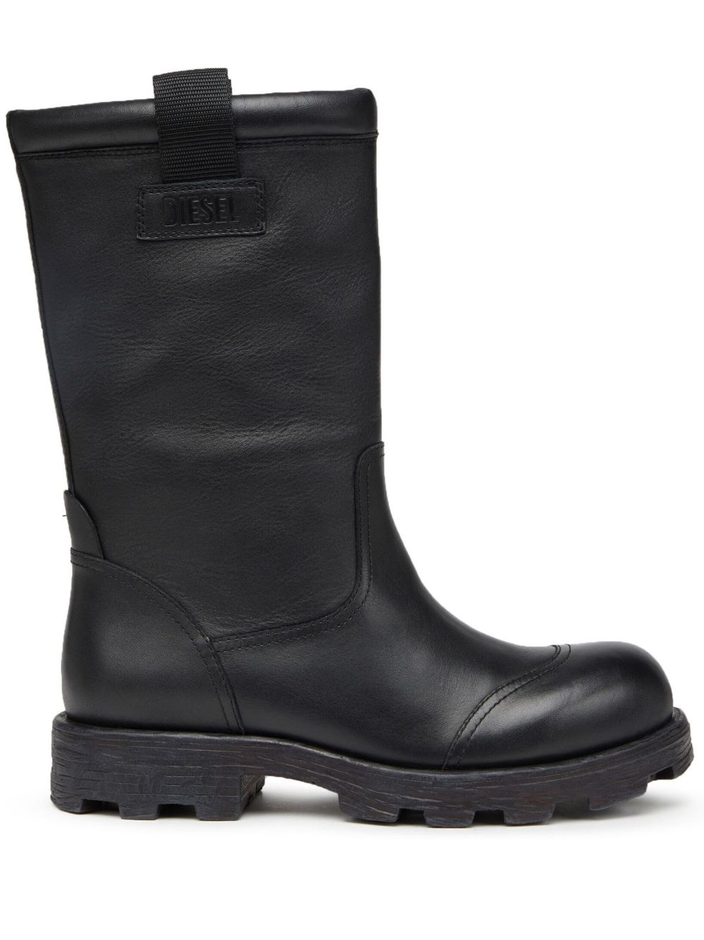 logo-patch leather boots - 1